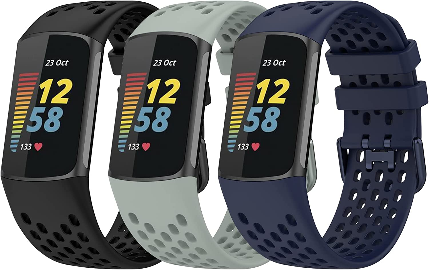 Replacement Bands Compatible with Fitbit Charge 5 Bands/Fitbit Charge 6 Bands,Proxima Breathable Sport Band Soft Waterproof Replacement Wristbands Strap for Fitbit Charge 5/6 Advanced Fitness Tracker