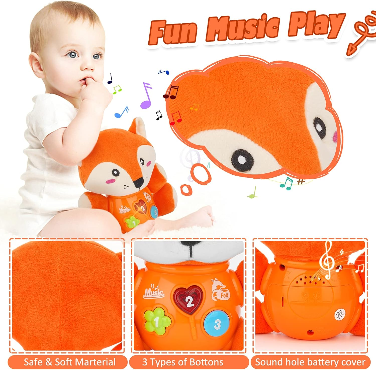 Musical Baby Toys, Daboot Cute Fox Baby Newborn Toys for Toddlers Babies 0 3 6 9 12 Month, Infants Baby Toy for Girls and Boys Best Gift image number 3
