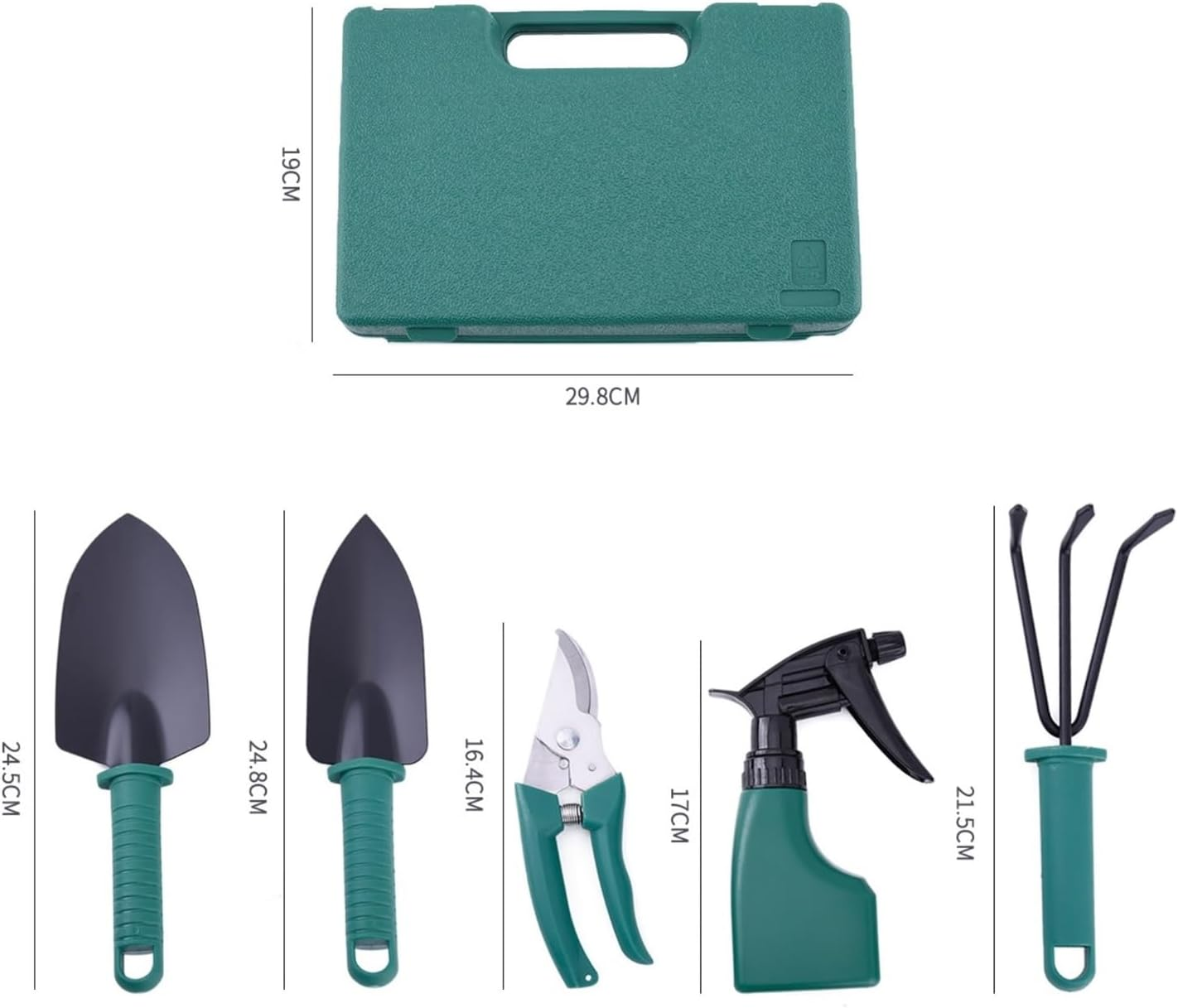 Gardening Tool Set (With Dedicated Case), 5-Piece Set [Set Contents: Large Scoop, Small Scoop, Gardening Scissors, Ninja Rake, Spray Bottle]