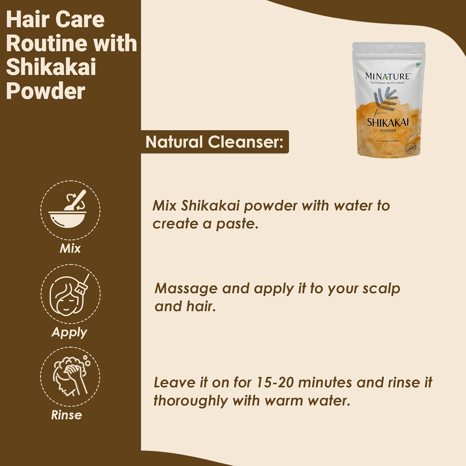 Mi Nature Organic Shikakai Powder 227G/0.5 LB - Acacia Concinna - Natural Hair Cleanser & Conditioner image number 6