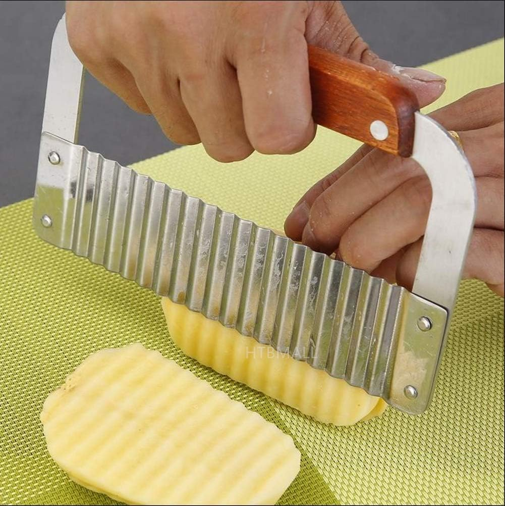Crinkle Potato Cutter, Wavy Chopper Knife, Upgraded Stainless Steel Blade, Safe Kitchen Tools Wavy Slicer for Fruit, Vegetable, Carrot, Potato image number 4