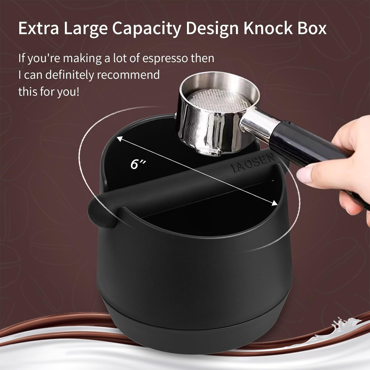 IAOSEN XXL Large Capacity Design Espresso Knock Box Tamping Mat Espresso Machine Accessories Set of 2 with Removable Knock Bar and Anti-Slip Base for Home Office Barista Tools for Bar Shop image number 5
