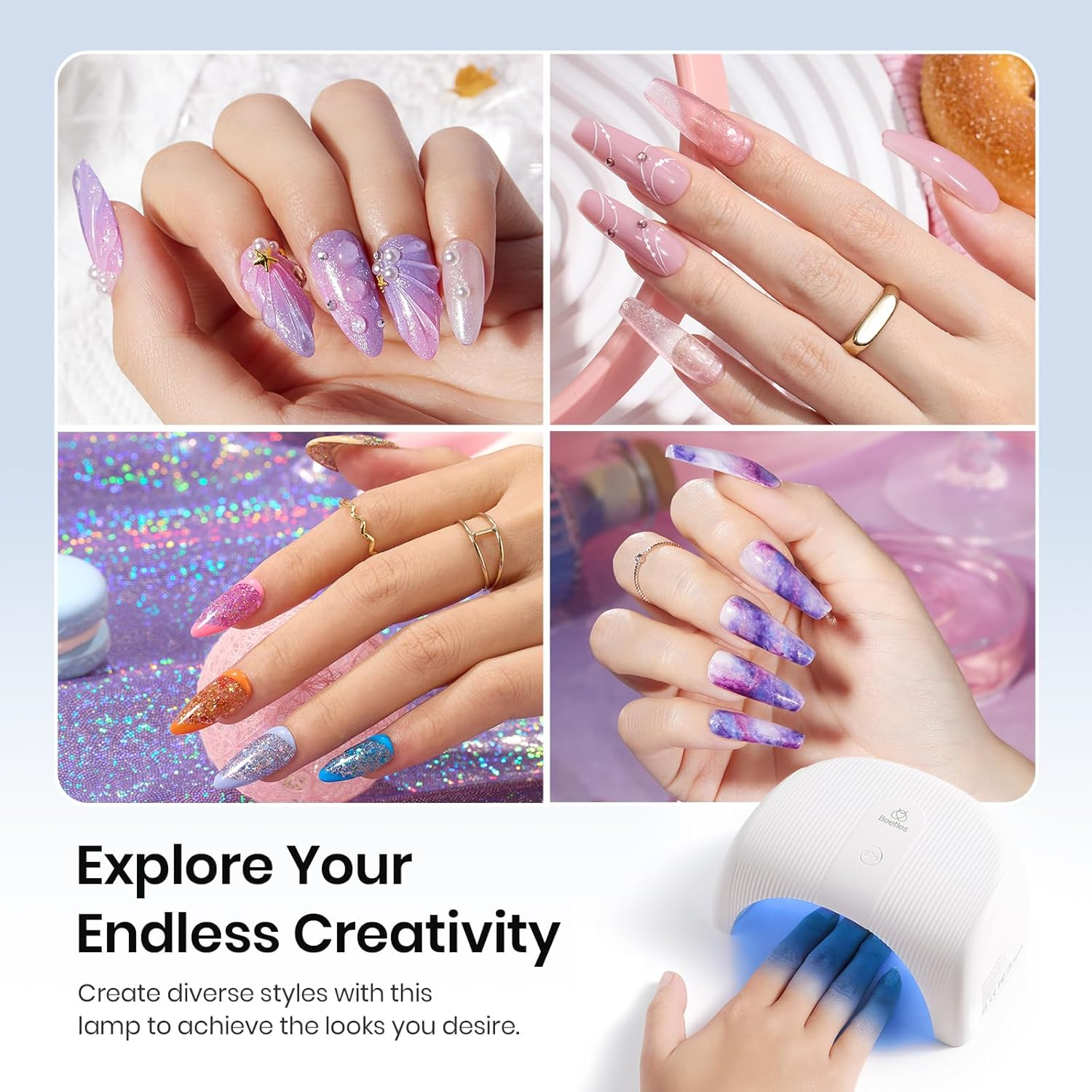 Beetles UV LED Nail Lamp, 10W Powerful UV Nail Light Curing Gel Nail Polish Gel Set/Base Gel/Top Coat DIY Manicure image number 6