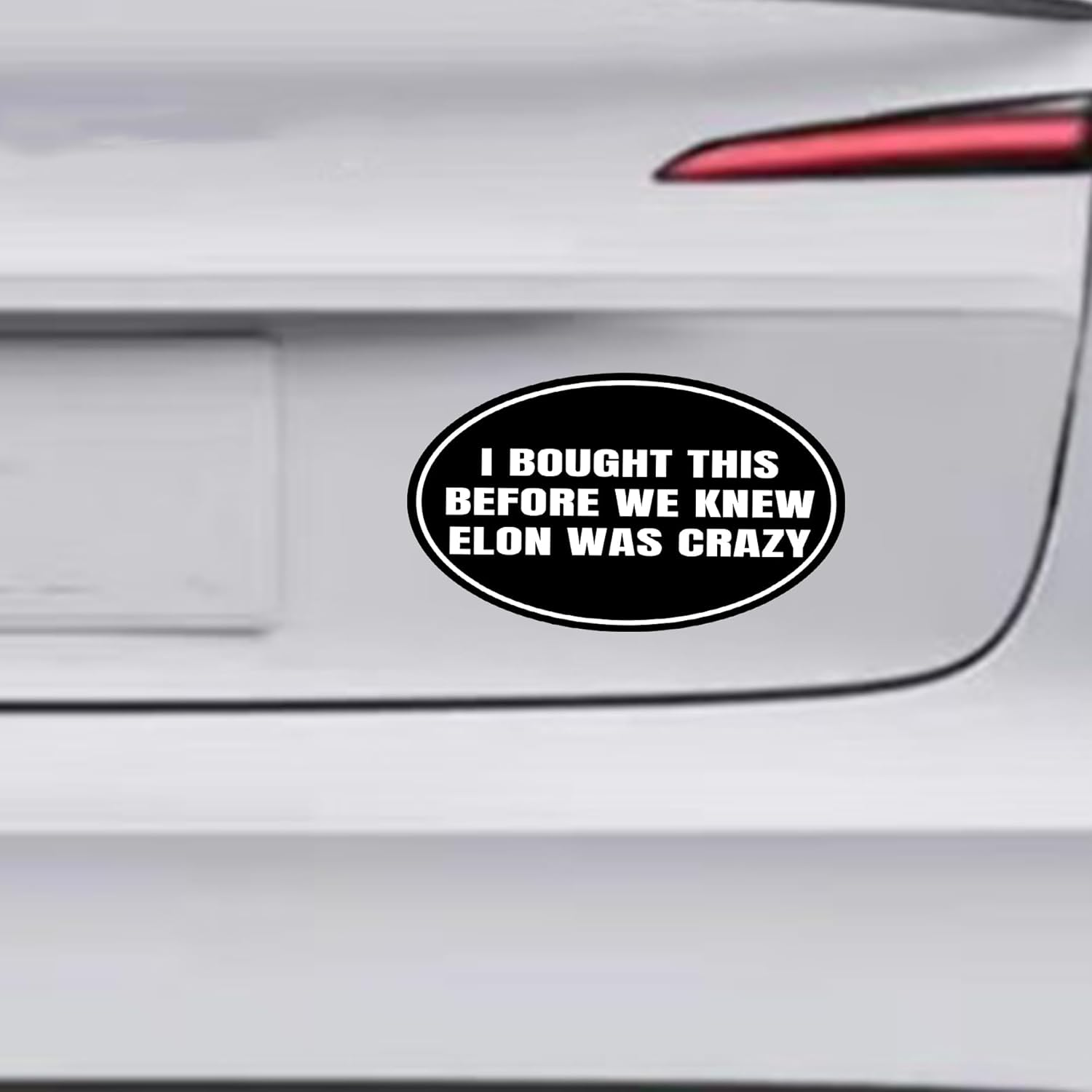 Anti Elon Car Decal Bumper Sticker I Bought This before We Knew Elon Was Crazy! Elon Musk Elon Sucks Vinyl Decal Cling for Car Bumper, Laptop, Wall, Window (Black)