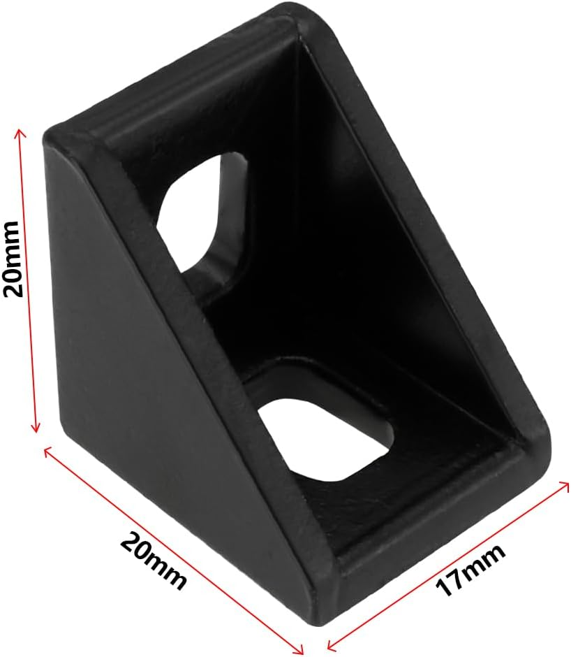 LT Easiyl 25Pcs Extruded Aluminum Profile Black Aluminum Profile Corner Right Angle Connectors for Large Enclosure Heavy Duty Frame Workbench Connection 20X20X17Mm image number 3
