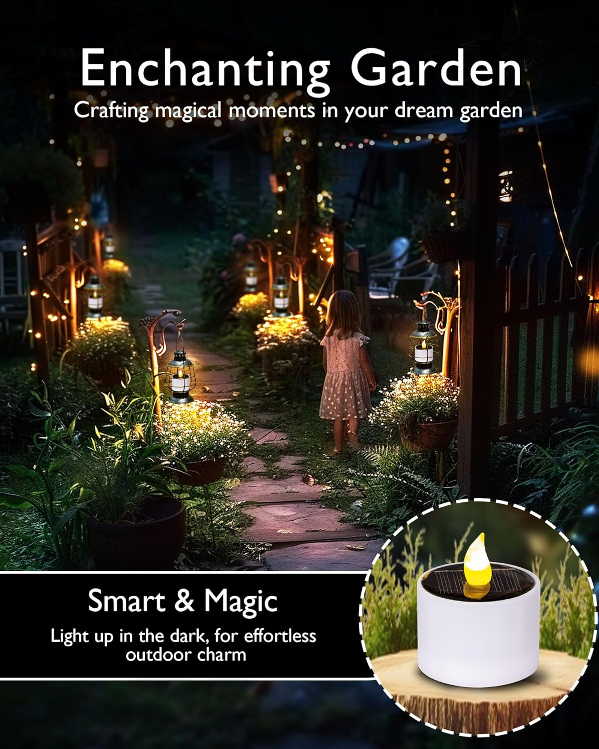 Homemory Solar Candles Outdoor Waterproof, Dusk to Dawn Outdoor Lighting, Reusable LED Tea Light Candles for Lantern Garden Camping and Home Decor, 2.3''X2'', Pack of 6 image number 4