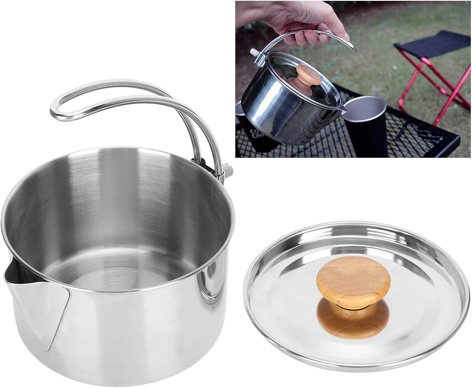 Stainless Steel Kettle, Practical Portable Folding Coffee Pot for Camping, Hiking and Fishing image number 6