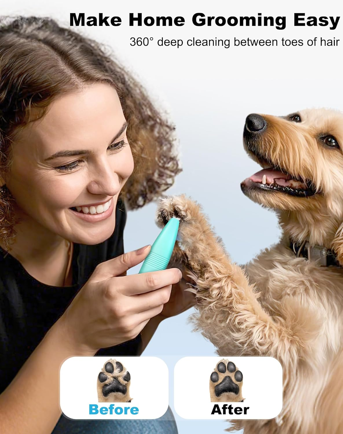 Dog Grooming Clippers, Dog Paw Trimmer with Detachable Ceramic Blade for Trimming Small Areas of Pet'S Hair, Low Noise Paw Grooming Shaver for Cat'S Eyes Face Ears Paws (Blue) - White image number 2