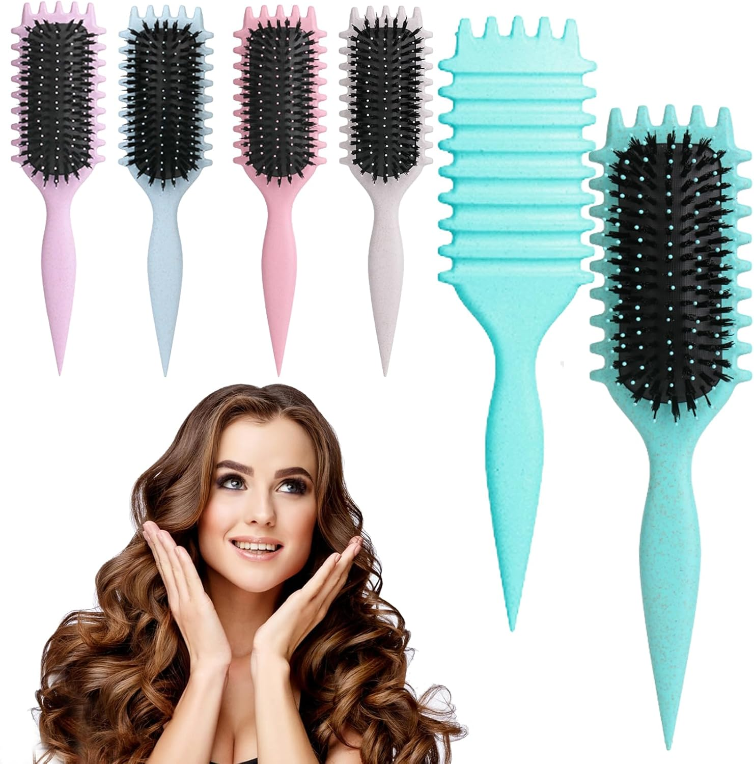 Curl Defining Brush, Air Blue - Styling Tool for Curls, Waves & Straight Hair