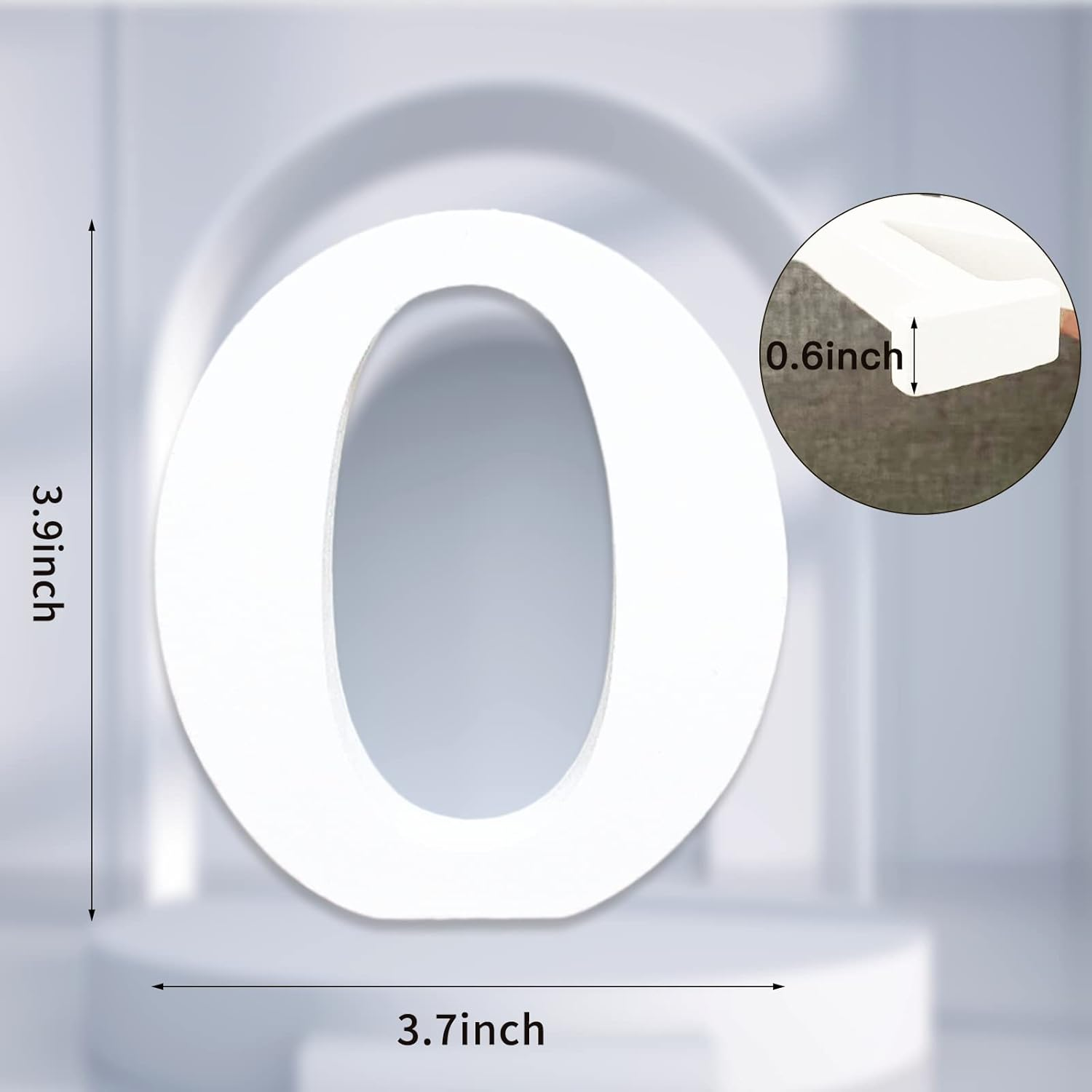 AOCEAN 4 Inch White Wood Letters Unfinished Wood Letters for Wall Decor Decorative Standing Letters Slices Sign Board Decoration for Craft Home Party Projects (O) image number 3