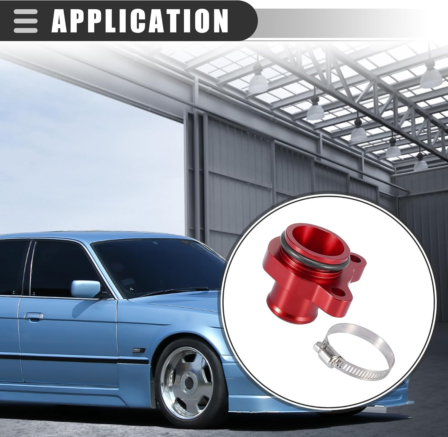 Aluminum Water Hose Fitting Kit with Clamp,Replacement for BMW 335I/335Xi/135/330I/530Xi,Oem 11537541992/11537544638, Engine Coolant Hose Fitting Kit (Red) image number 4