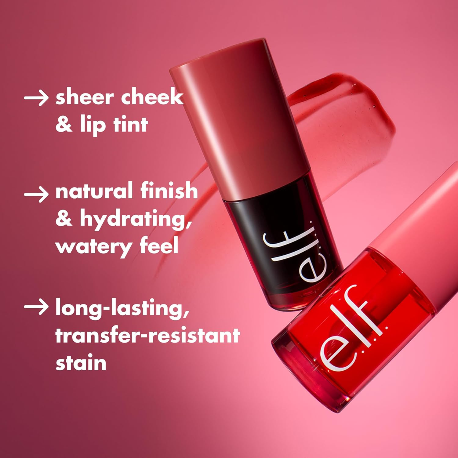 E.L.F. Sheer for It Blush Tint, Multi-Use, Long-Lasting Lip & Cheek Makeup, Creates a Natural Flush Finish, Vegan & Cruelty-Free, Left on Red image number 3