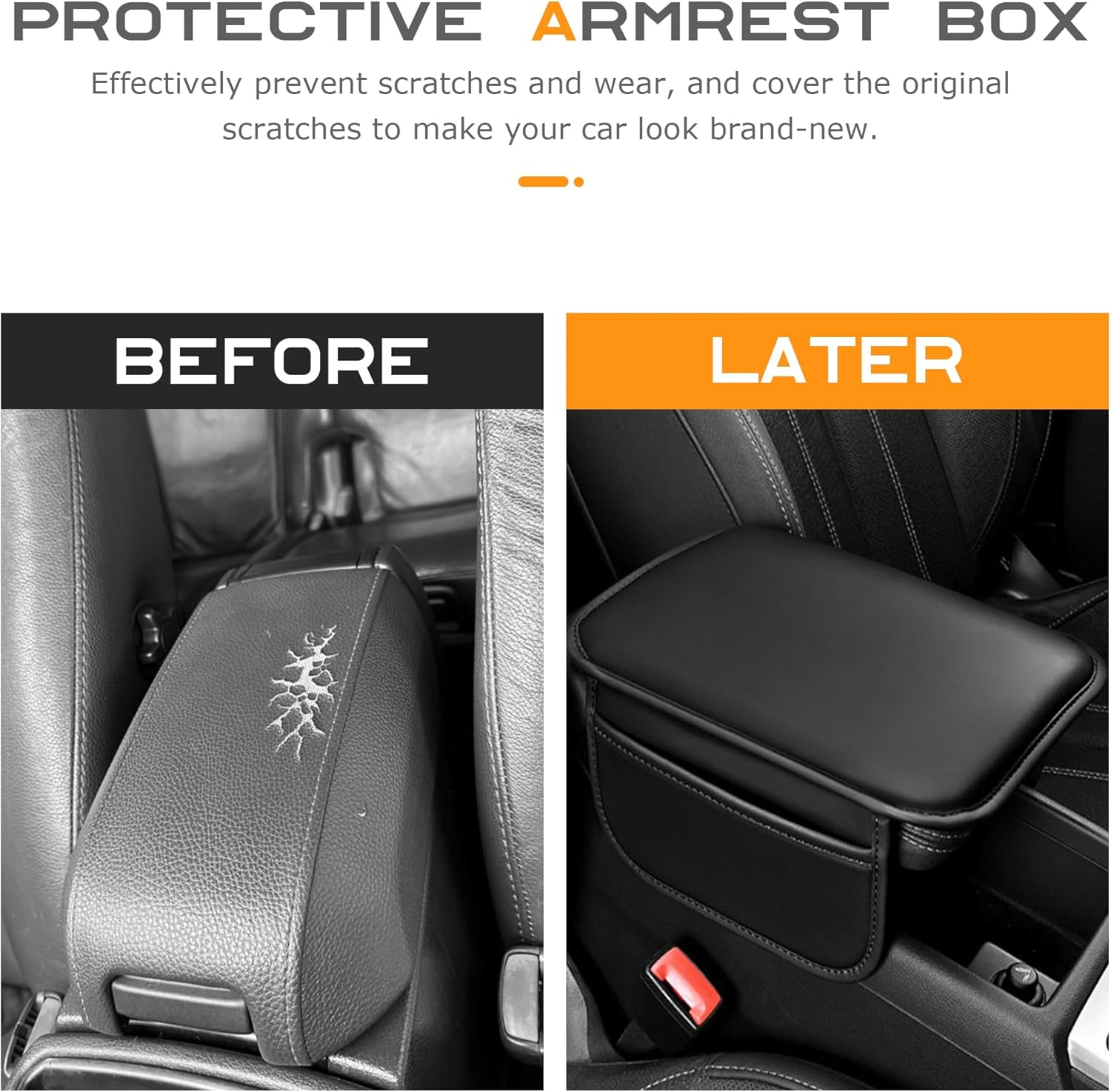 Center Console Cover,Arm Rest Cover for Car,Car Accessories Car Center Console Cover,Center Console Cover with Storage Bag,Car Interior Accessories for Most Vehicles Vehicles SUV (Black) image number 3