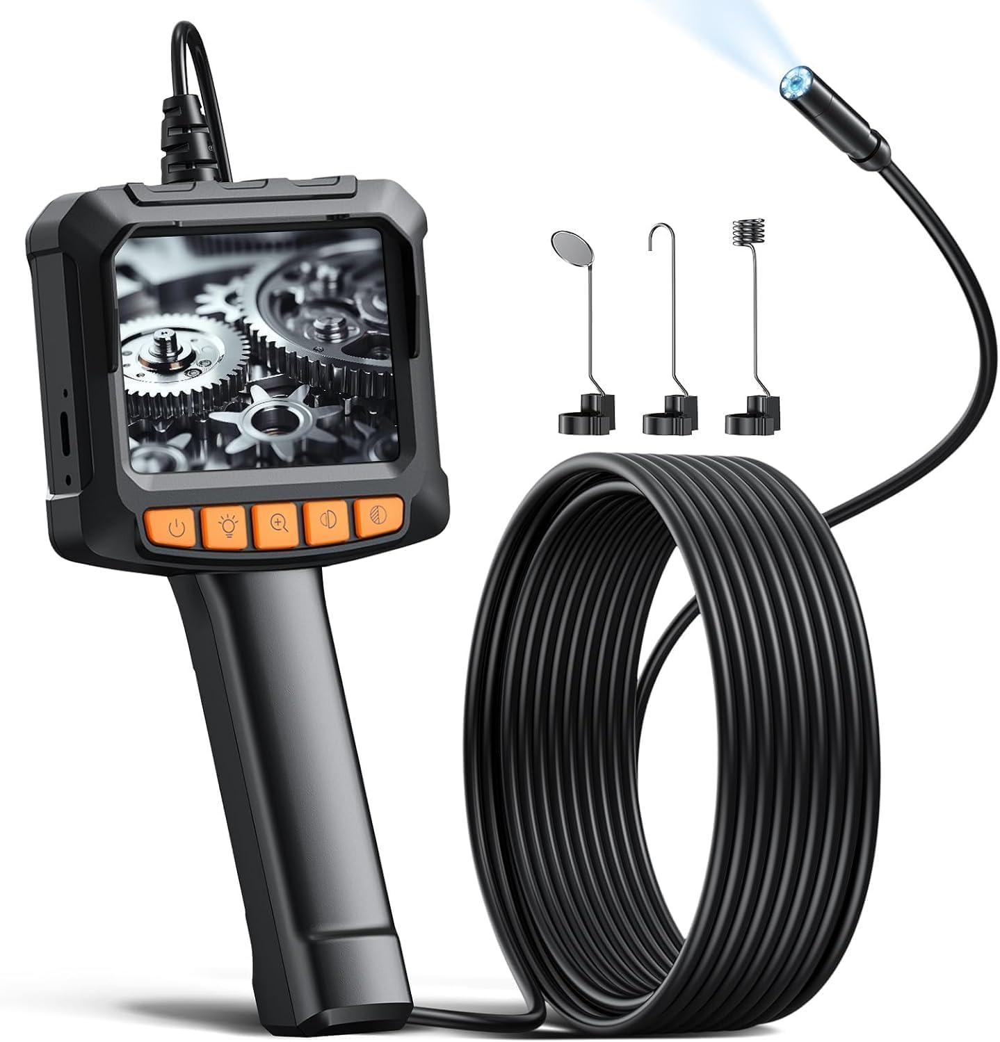 Endoscope Camera with Light, 1920P Inspection Camera, with 2.4-Inch Color Display Borescope, Waterproof Industrial Borescope with 8 Adjustable LED Lights, 16.5Ft Semi-Rigid Cable Sewer Camera image number 6