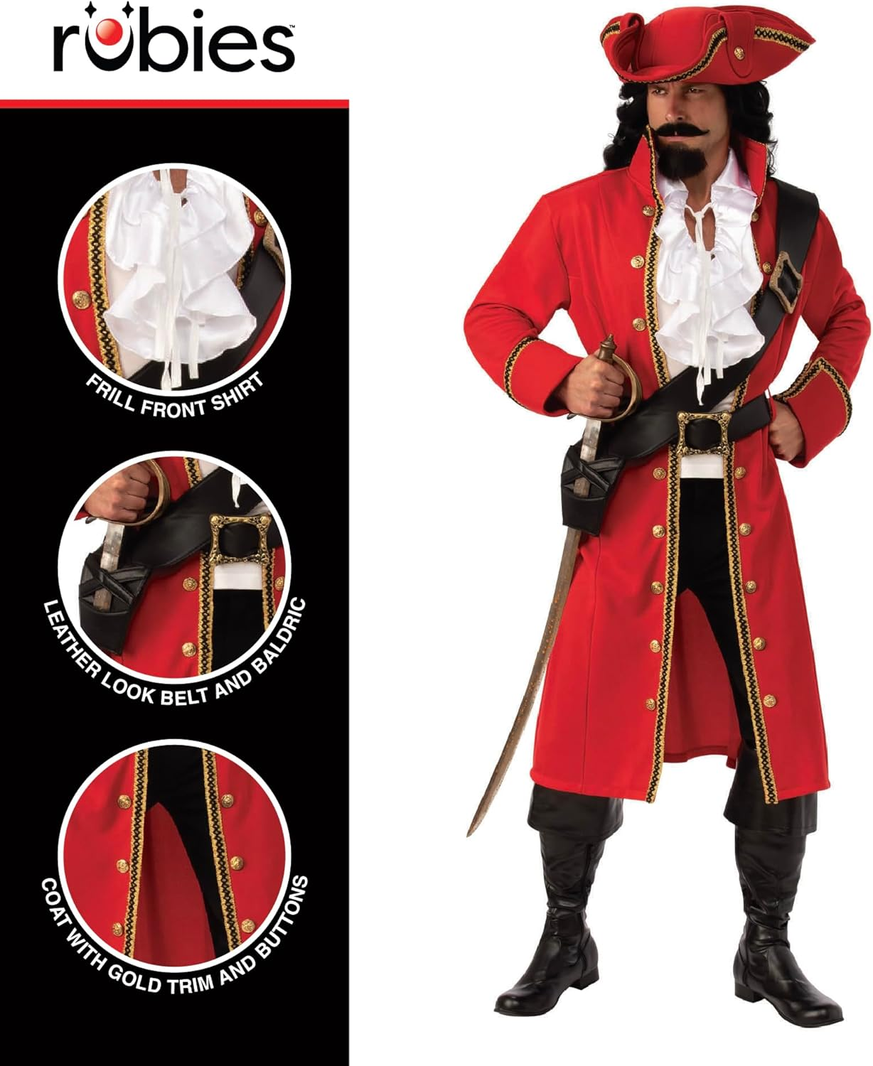 Pirate Captain Costume for Adults - Standard image number 5