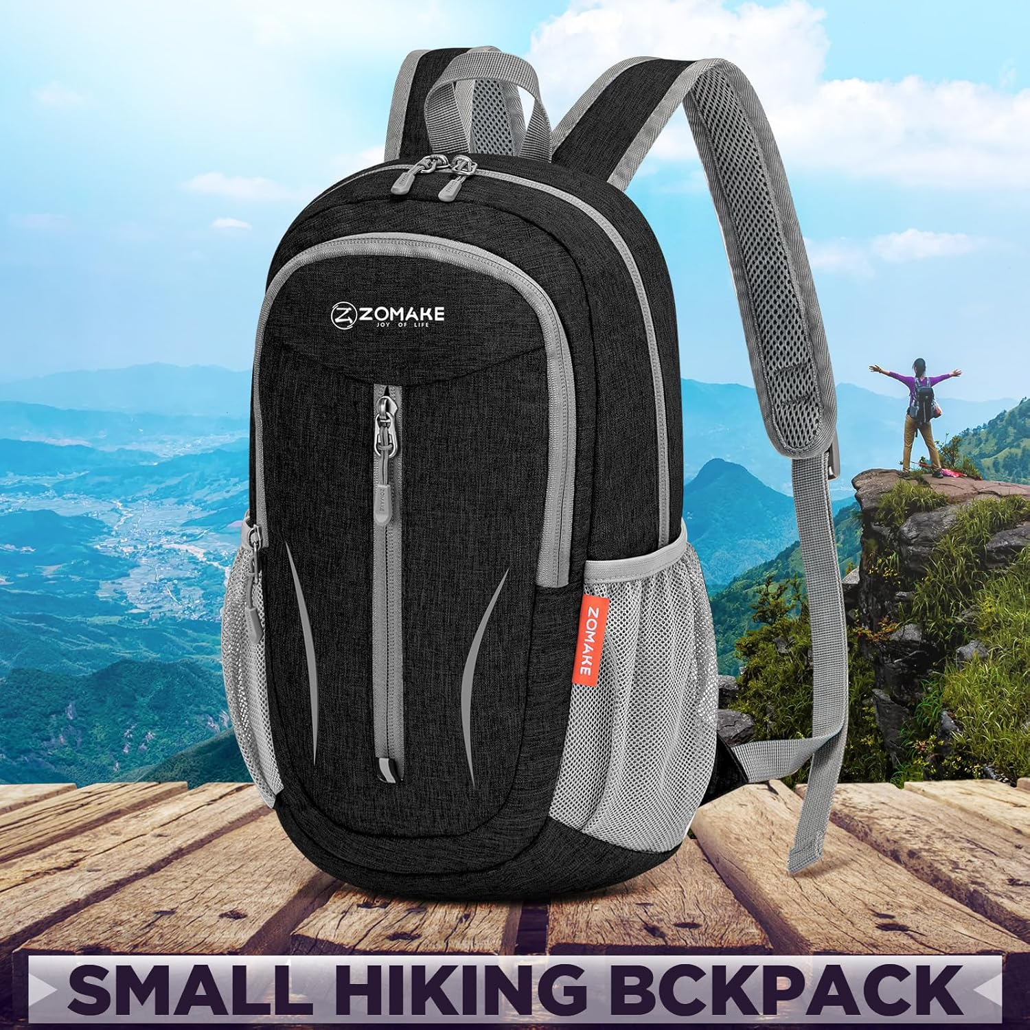 ZOMAKE Lightweight Folding Backpack - 10L Foldable Packs Small Travel Daypack for Hiking Camping Outdoor image number 2