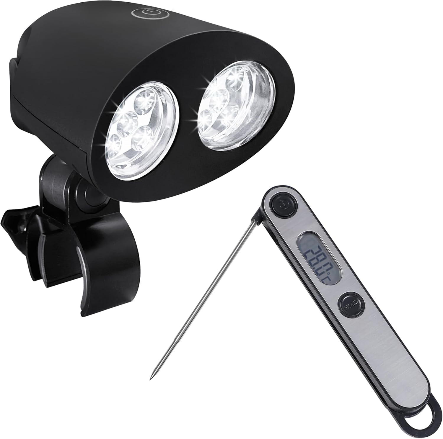 Lfcfordx Grill Light BBQ Grilling Accessory - Bright Dual Lamp Head Smoker BBQ Light for Grill Handle, Outdoor Cooking Barbecue Lighting, Gifts for Men