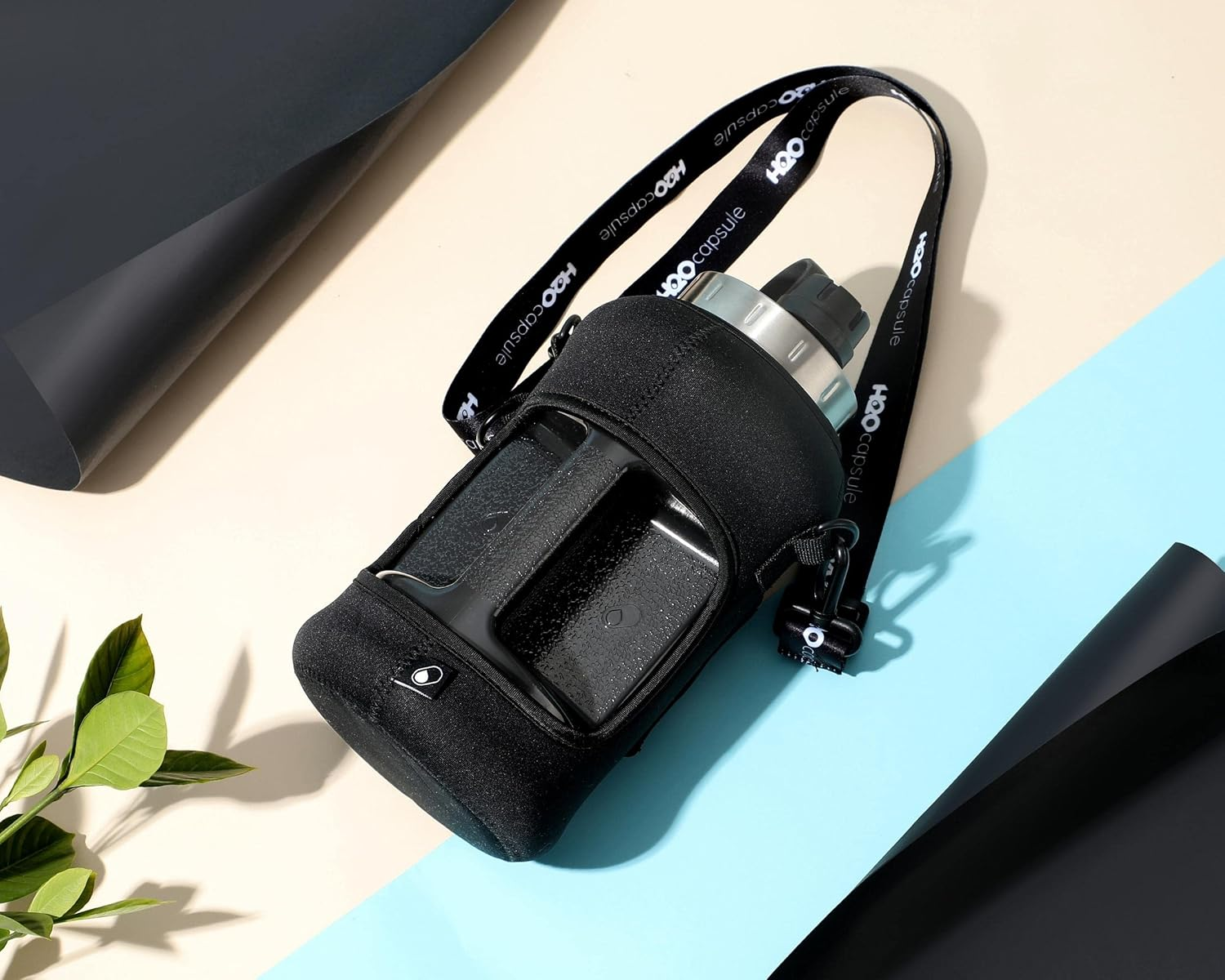 H2O Capsule 2.2L Half Gallon Wide Mouth Water Bottle with Storage Sleeve and Removable Straw - Hydration Tracker Jug with Measurements Marked &ndash; Shatterproof Bpa-Free, Jet Black - Check Mate image number 7