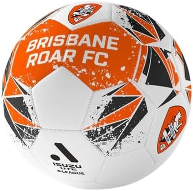 Summit A-League Soccer Ball, Brisbane Roar - Official Team Supporter Ball, 3-Ply Foam Backed PVC with Embossed Diamond Grain, 32-Panel Machine Stitched for Superior Feel and Durability, Size 5