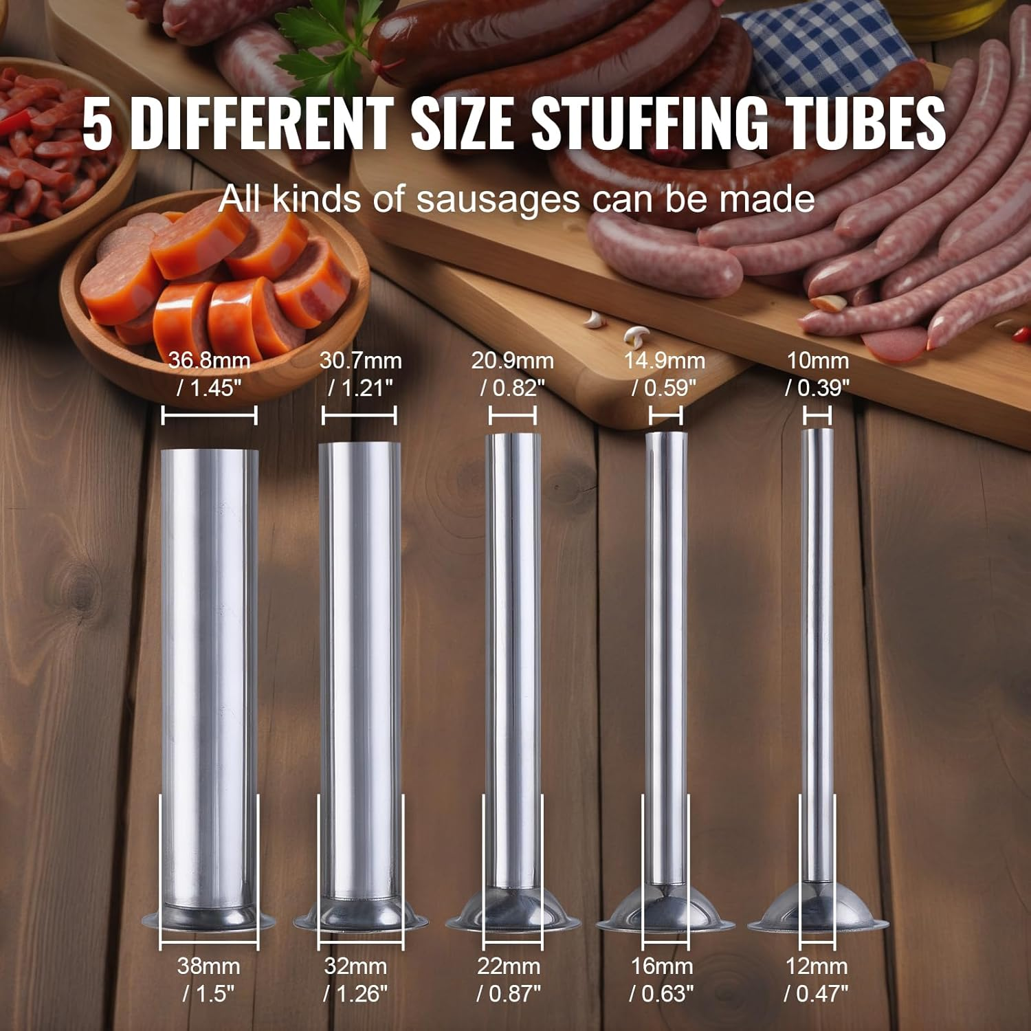 VEVOR Electric Sausage Stuffer, 25 L / 55 LBS Vertical Meat Stuffer, 400W Motor, Stepless Speed Control and Foot Pedal, Made of Food-Grade 304 Stainless Steel, 5 Stuffing Tubes for Home, Commercial image number 1