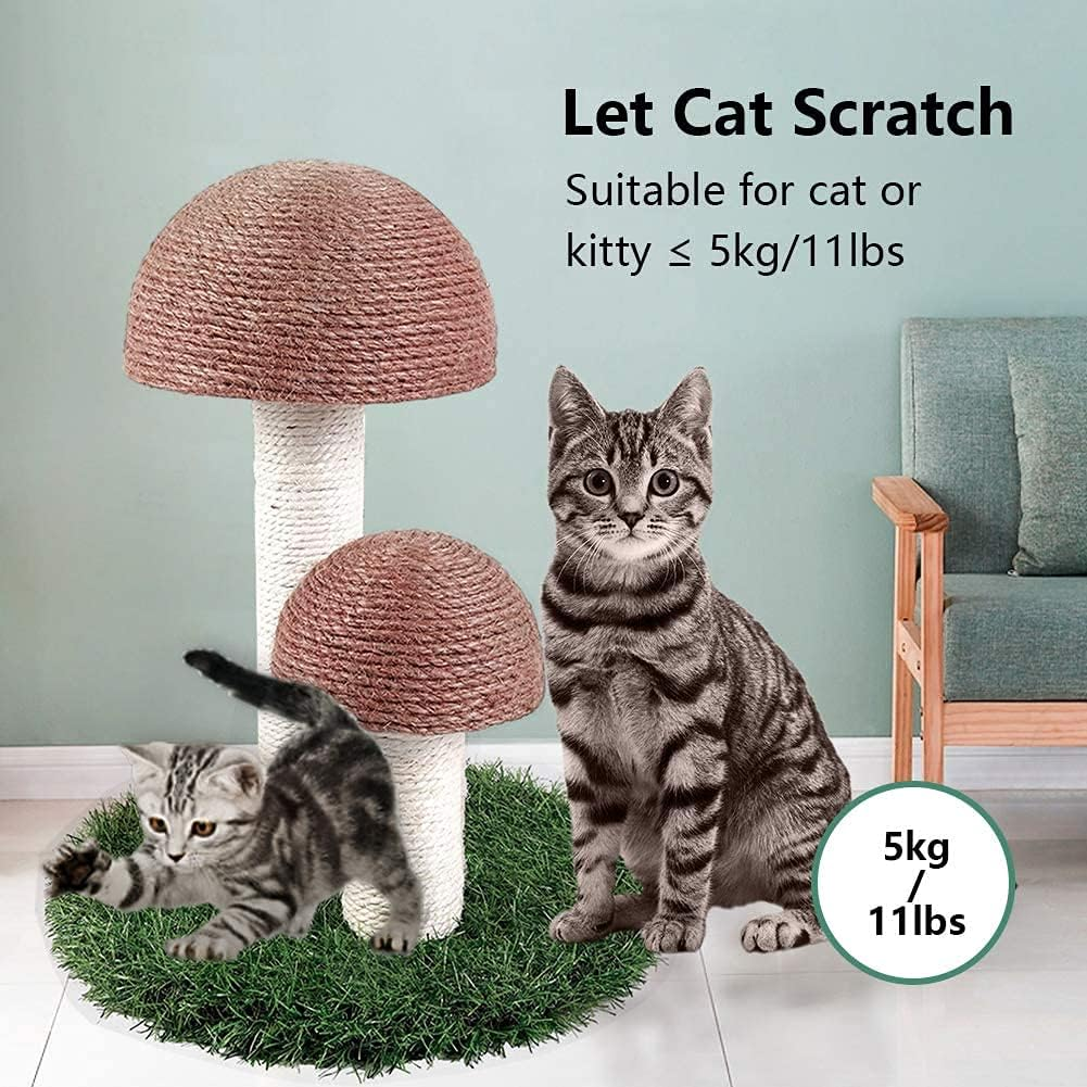 Cat Tree Tower, Mushroom Cat Scratching Post Kittens Furniture Climber Cat Activity Centres with Sisal Scratching Posts for Kittens Playing, Relaxing, Sleeping, Brown, OPPT01/159/2076 image number 3