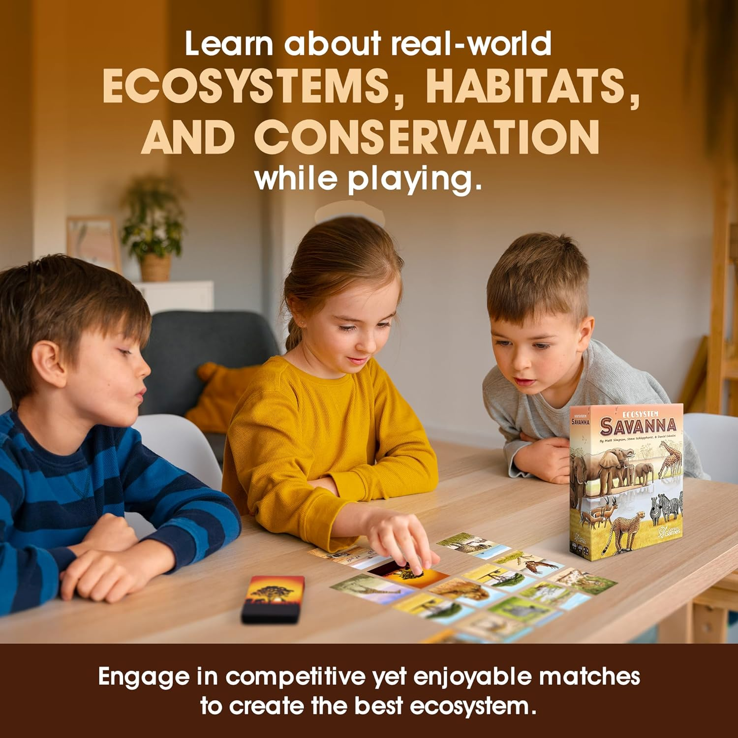 Genius Games | Ecosystem: Savanna | a Family Card Game about Animals on Grassy Woodland of African Savanna - Fun & Educational Ecology Game for Kids & Adults image number 1
