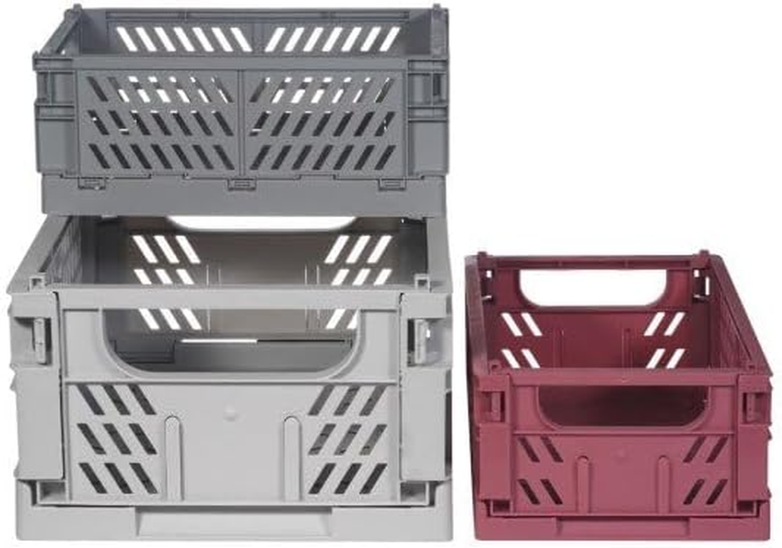 Kindsgut Clara Folding Storage Box Set, Foldable Plastic Storage Box, More Organisation in Subtle Colours and Simple Design, Stackable, Clara