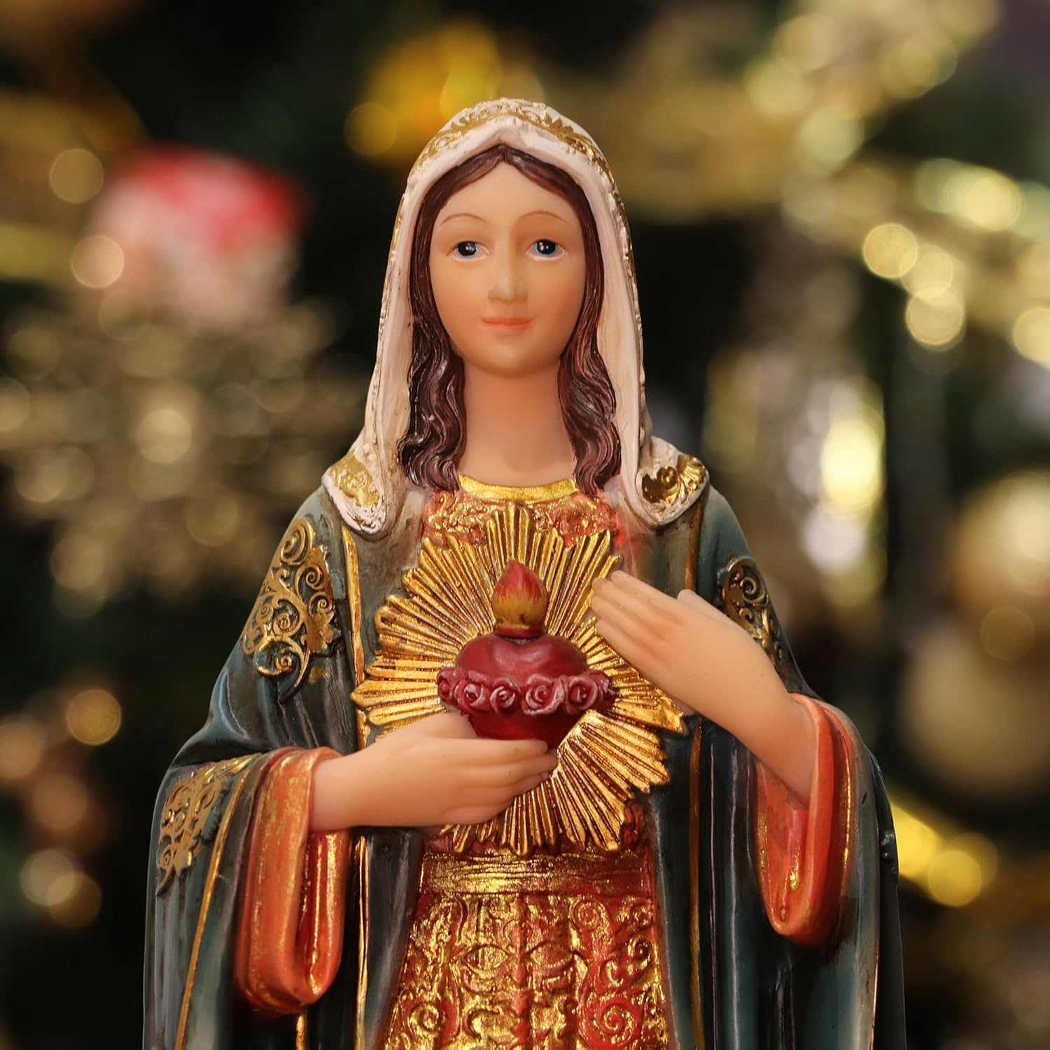 Virgin Mary Statue Sacred Heart Figure Resin Sculpture 11.25 Inch Savior Figurine Catholic Religious Gift Home Chapel Decoration