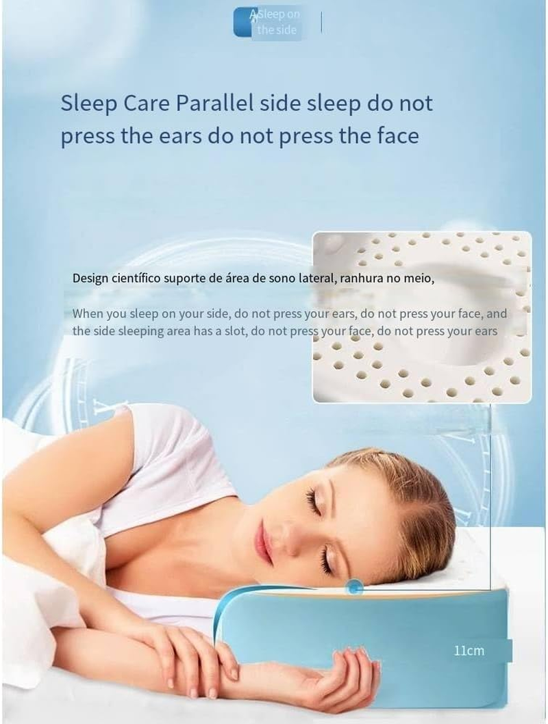 Cervical Orthopedic Latex Sleeping Pillow; for Neck, Shoulder, and Back Pain Relief; Helps Spinal Alignment; Back and Side Sleeping,Import from Thailand Neck Pillow,Specialty Medical Pillows image number 5