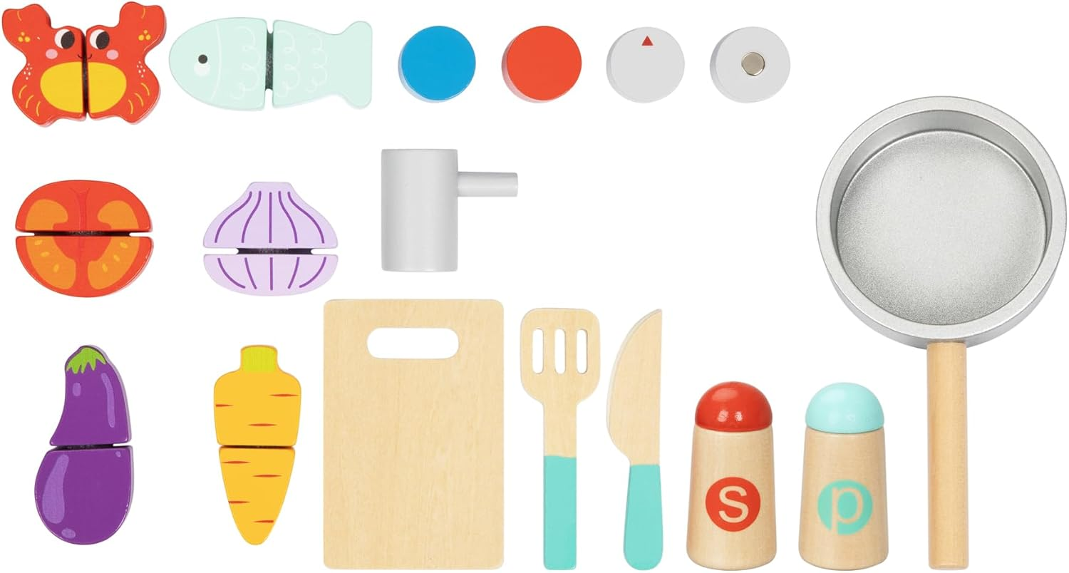 Tooky Toy TJ453 Kitchen Play Set:Quality Pretend Play Wooden Set for Ages 3+ image number 4