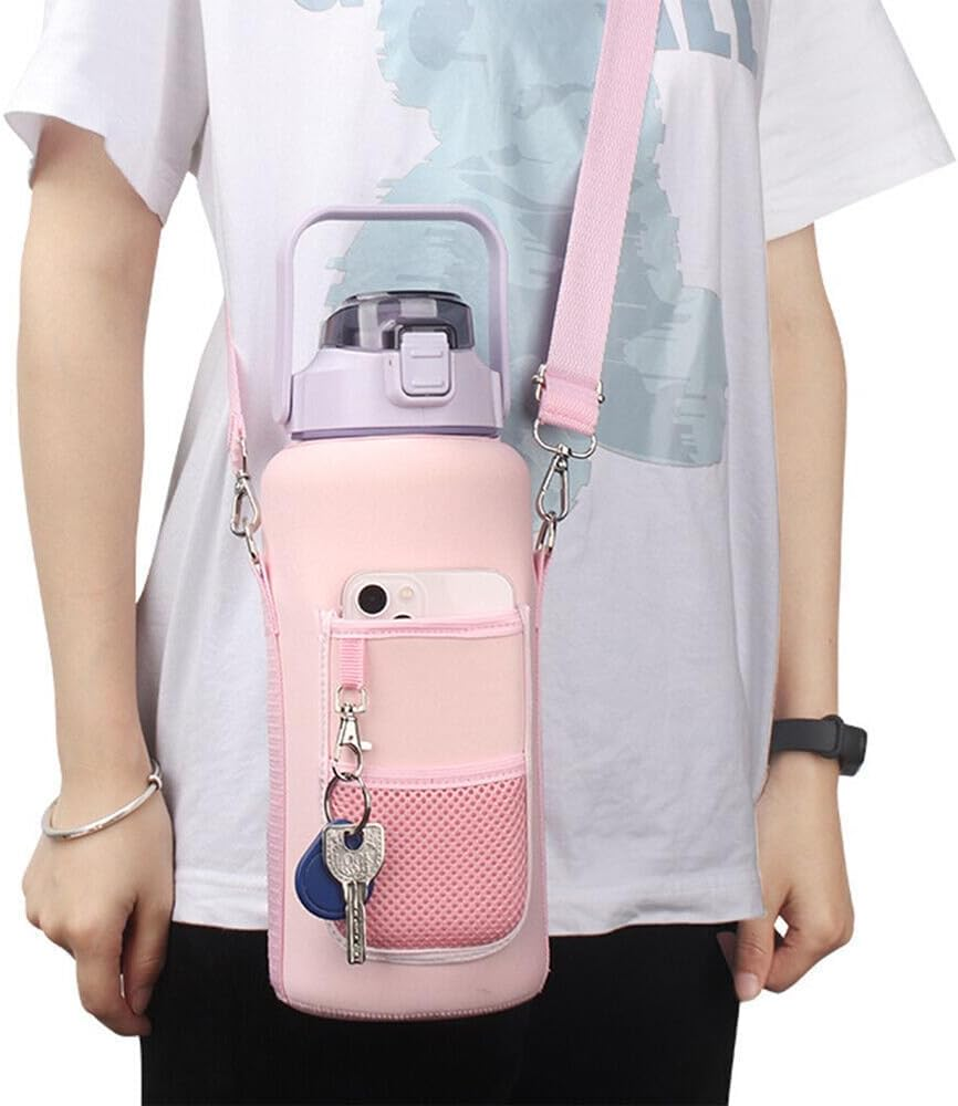 2L/64OZ Water Bottle Cover with Strap Drink Sport Cup Case Pouch Carrier Holder Purple image number 5