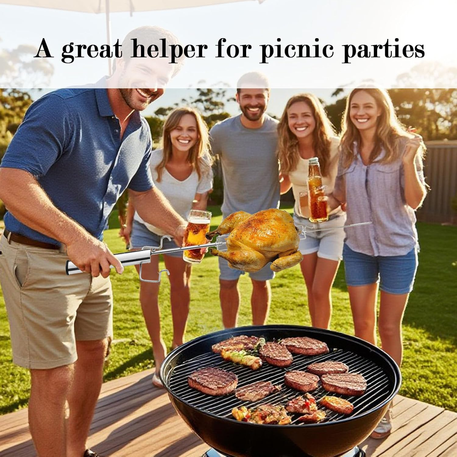 Rotisserie Grill Kit, Grilling Tools, AA Battery Multipurpose Grilling Tools for Outdoor and Backyard image number 3