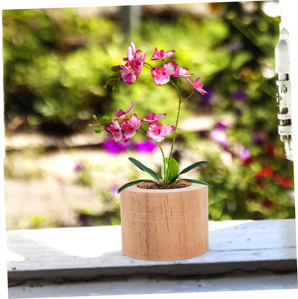 OFFSCH 3Pcs Rustic Mini Wooden Flower Pots Flowerpot for Indoor Gardening Decor image number 2