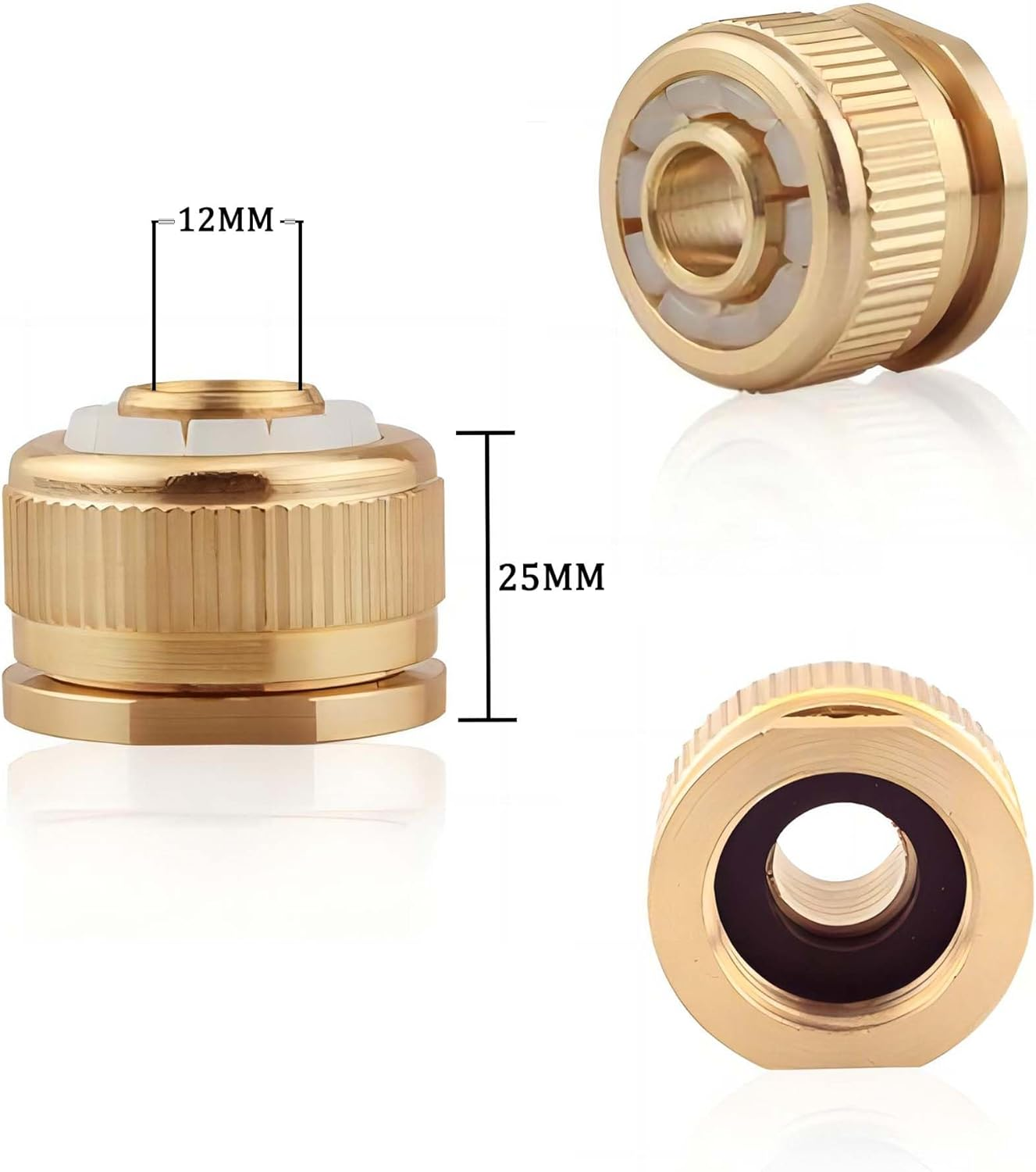 2 Pcs Brass Garden Quick Hose Connectors for Connecting 1/2" Inch Hoses(Inner 12MM, Outer 18MM) and 1/2" Tap Faucet with Male Head, Hose Fitting for Lawn& Garden,Washing Cars,Watering Plants image number 4
