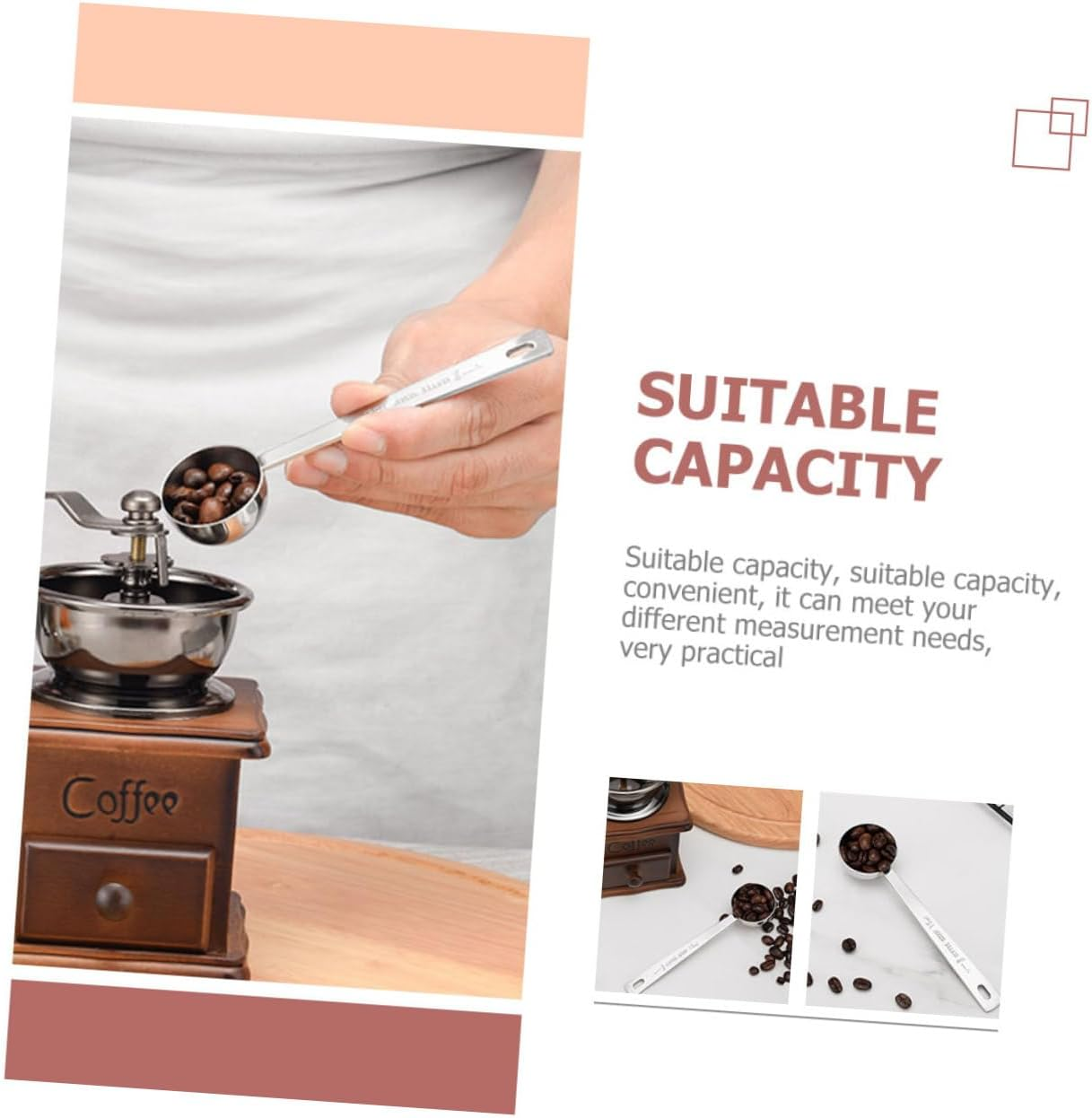 2Pcs Stainless Steel Coffee Scoop Measuring Spoons Baking Kitchen Utensils for Tea Sugar Flour Spices Accurate Measurement Easy to Clean image number 1