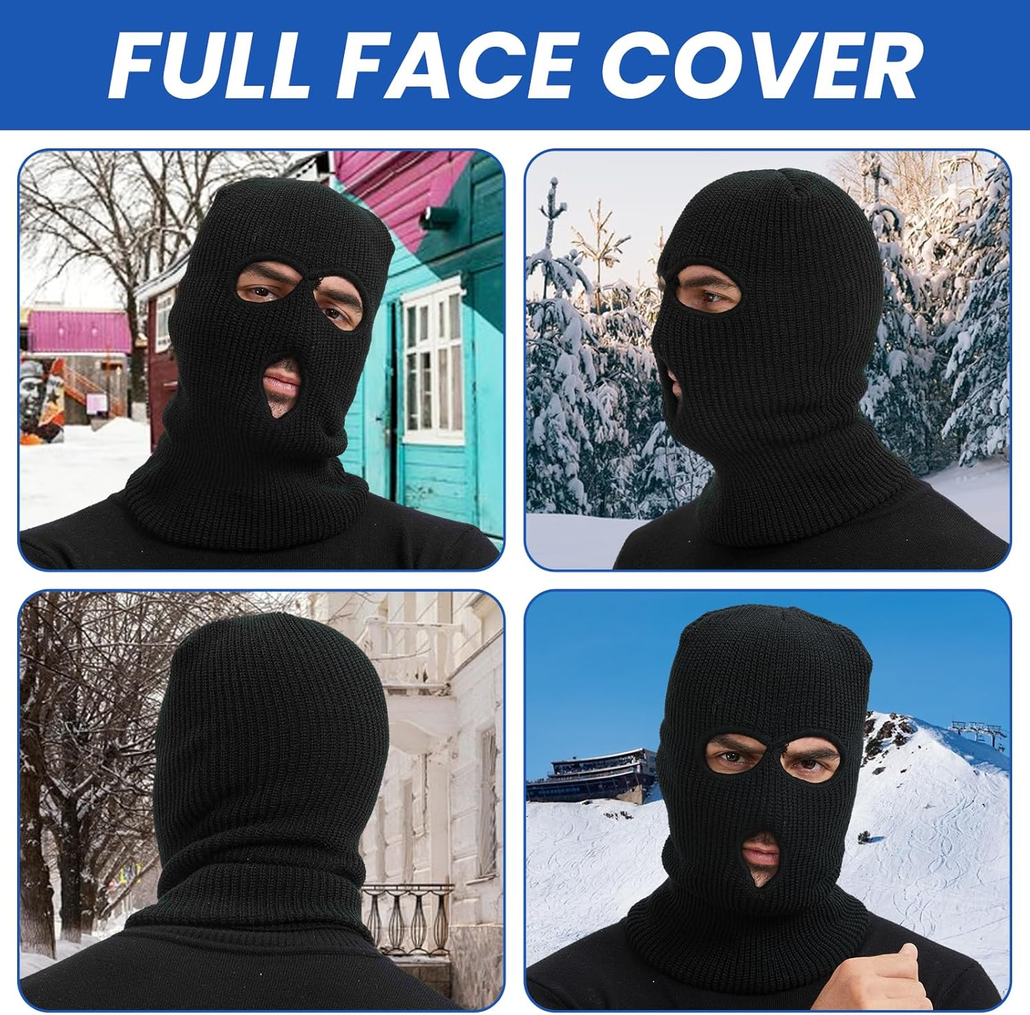 TOPTIE 3 Hole Balaclava, Double Knitted Windproof Breathable Balaclava for Men Women Knit Hat - Hot Pink image number 6