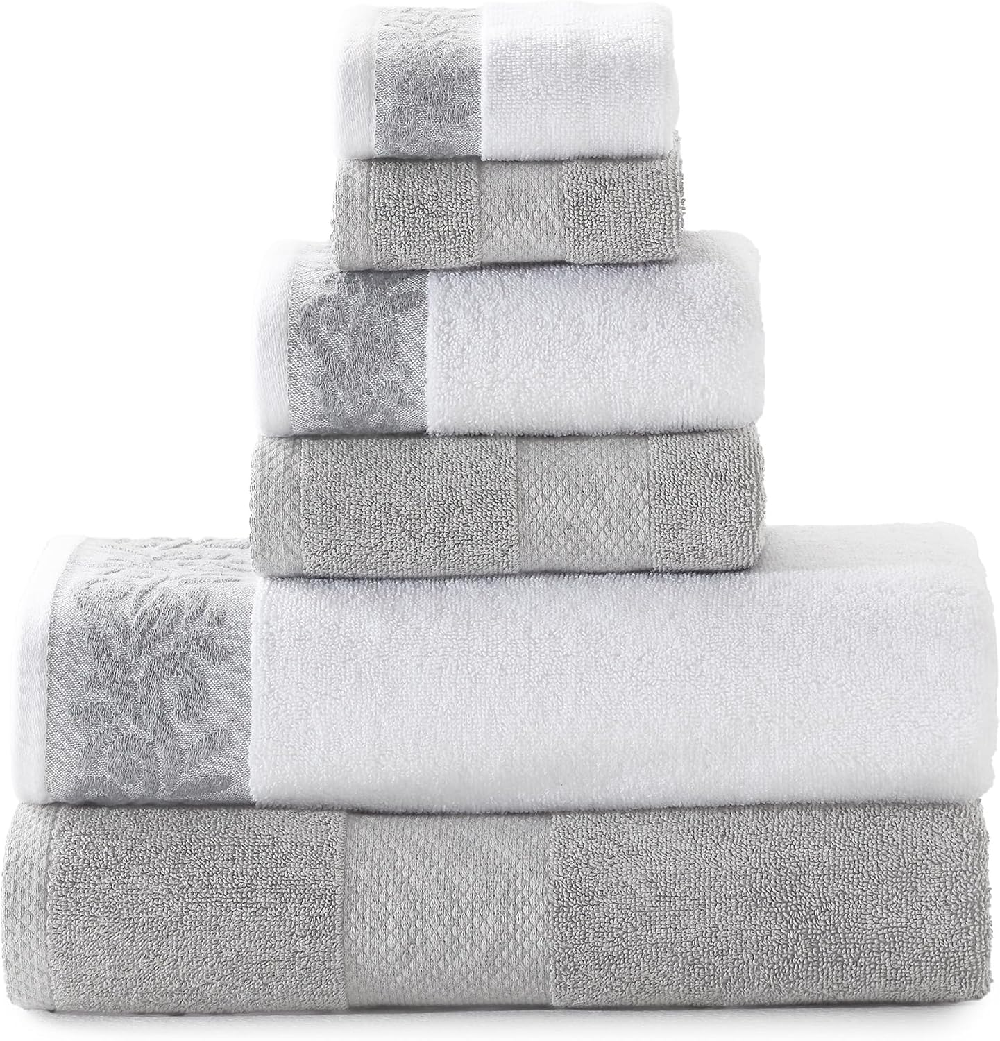 Modern Threads 600 GSM 6-Piece Towel Set with Filgree Jacquard Border Rose - Pink image number 4