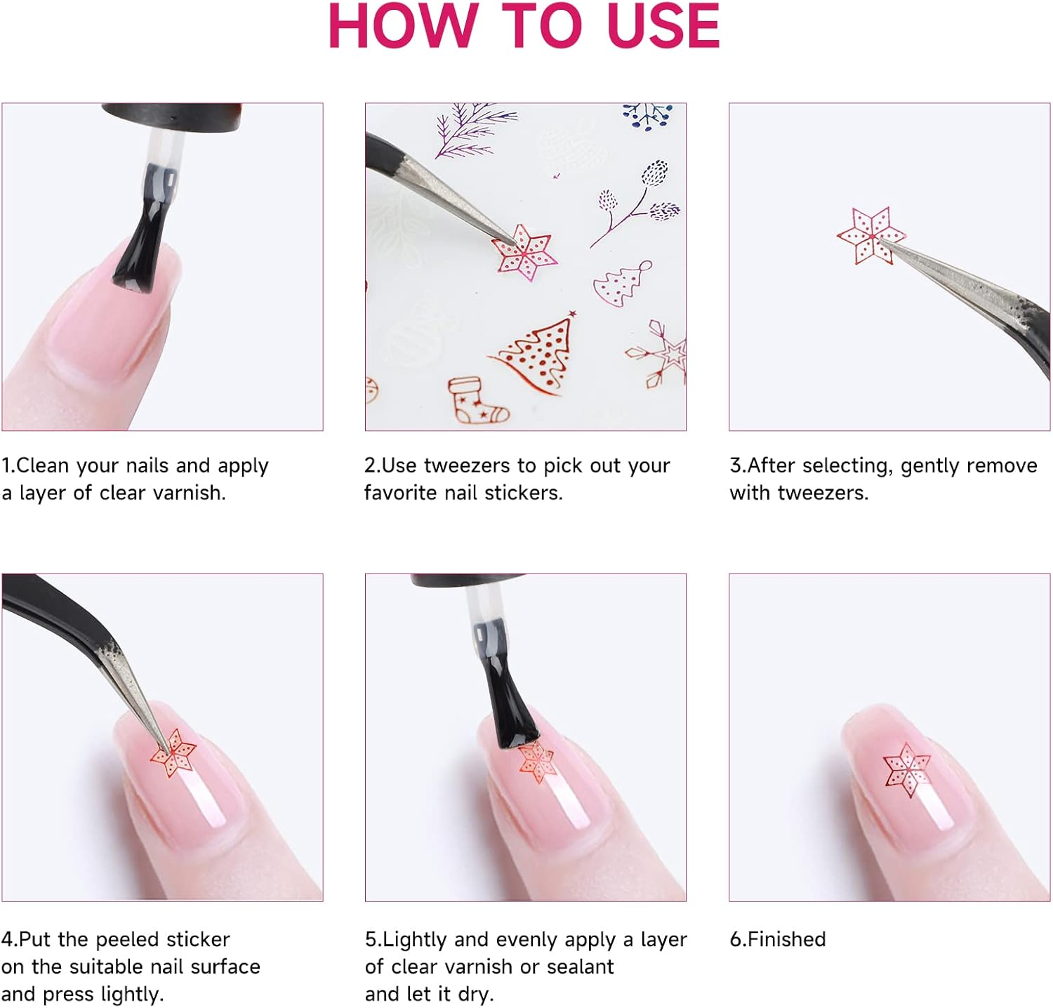 Nail Stickers, 24 Large Sheetsstickers for Nails, Self Adhesive Nail Art Sticker Decals for Women Kids Girls image number 4