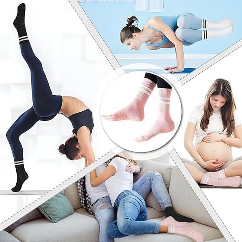 NEDLON (3 Pairs) Pilates Grip Socks for Women Non-Slip (Size 35-40) Non-Slip Socks, Yoga, Gym, Training, Barre, Slippers Breathable, Soft Yoga Socks image number 5