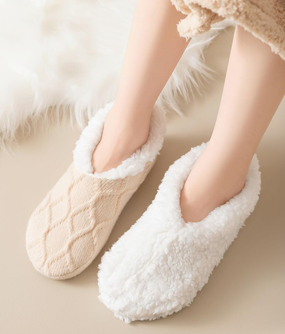 Slippers Socks for Women, Non-Slip Winter Warm Floor Socks, Cozy Sherpa Slipper Socks, Ultra Comfortable House Fuzzy Socks for Women image number 3