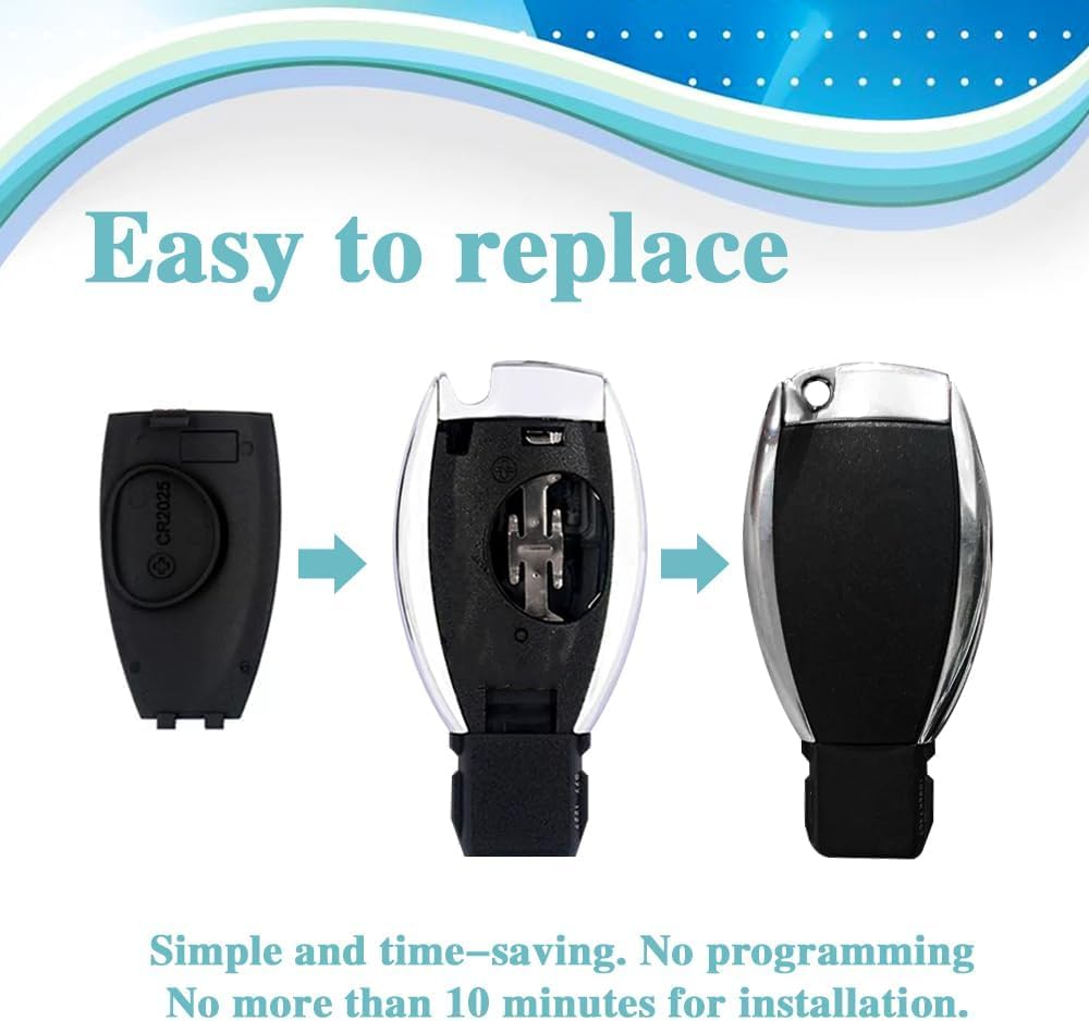 Car Key Rear Cover Replacement, Key Fob Cover, Car Accessories Key Shell Case Compatible with Mercedes Benz B/C/E-Class W204 3 Buttons image number 3