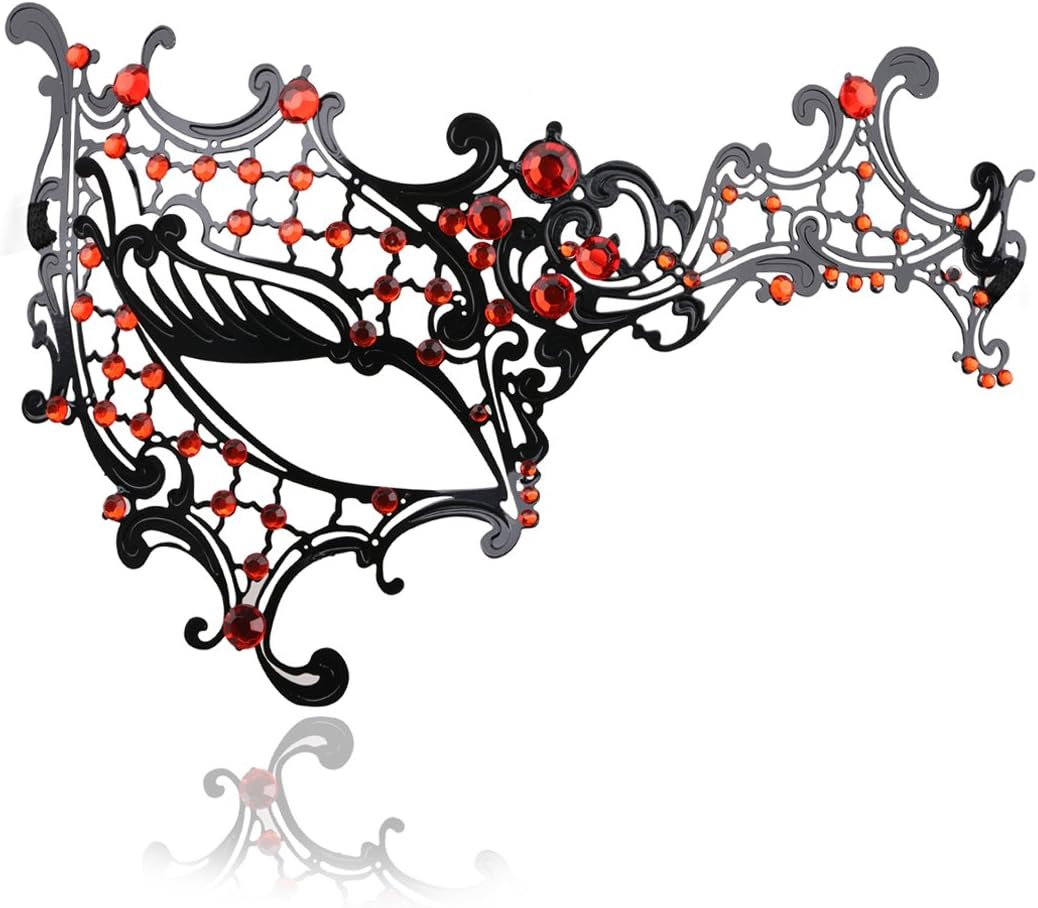 Masquerade Mask for Women Ultralight Metal Mask Shiny Metal Rhinestone Venetian Pretty Party Evening Prom Ball Mask.