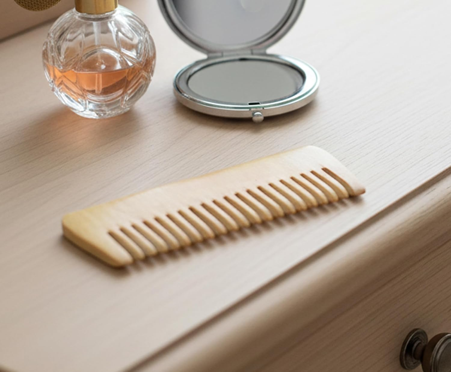 Esplanade Wooden Comb for Men & Women - Brown Sheesham Wood Handmade Anti-Static Head Hair, Beard, Moustache Comb with Free Carrying Pouch