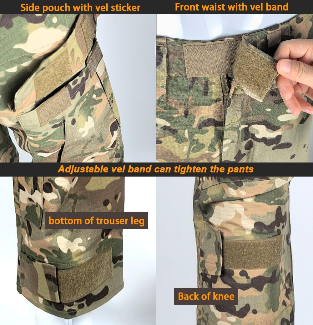 H World Shopping Military Army Tactical Airsoft Paintball Shooting Pants Combat Men Pants with Knee Pads BK image number 1