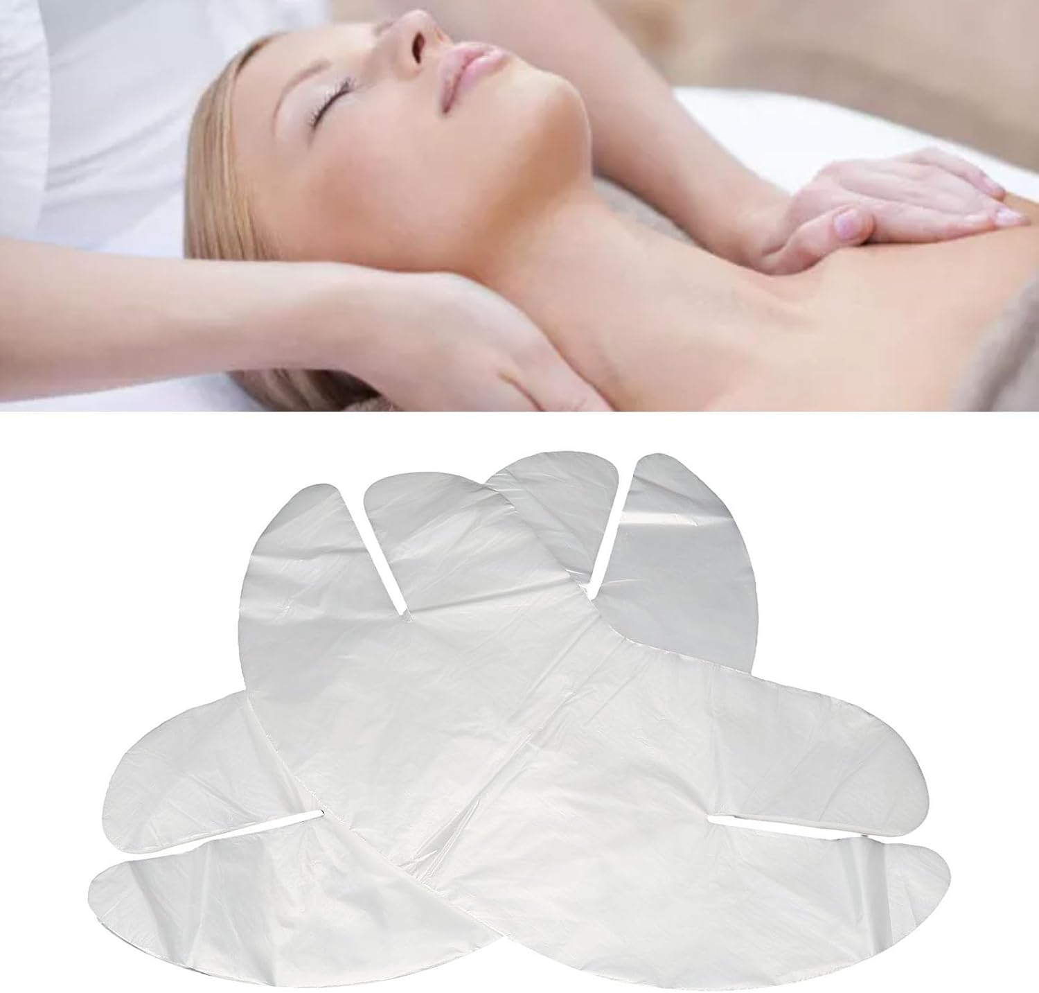 Disposable Plastic Wrap Face Pack Paper, 200Pcs Plastic Neck Mask Transparent Neck Sheet Beauty DIY Moisturizing Locking Film Beauty Skin Care Facial Face Pack Sheet image number 2