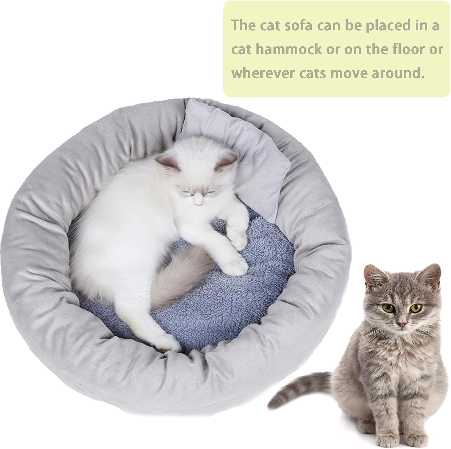 3 PCS Cat Hammock,Boho Hanging Cat Perch with Cat Sofa and Hook,For Cats inside and Outside,Suppleness Cats Swing for Sleeping,Playing (White) image number 2