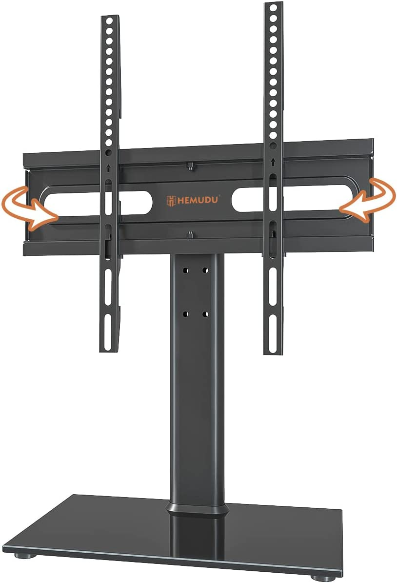 Hemudu Universal Swivel TV Stand/Base Table Top TV Stand with Wall Mount for 27 to 60 Inch 9 Level Height Adjustable, Heavy Duty Tempered Glass Base, Holds up to 88Lbs Screens, HT06B-002&hellip; image number 3