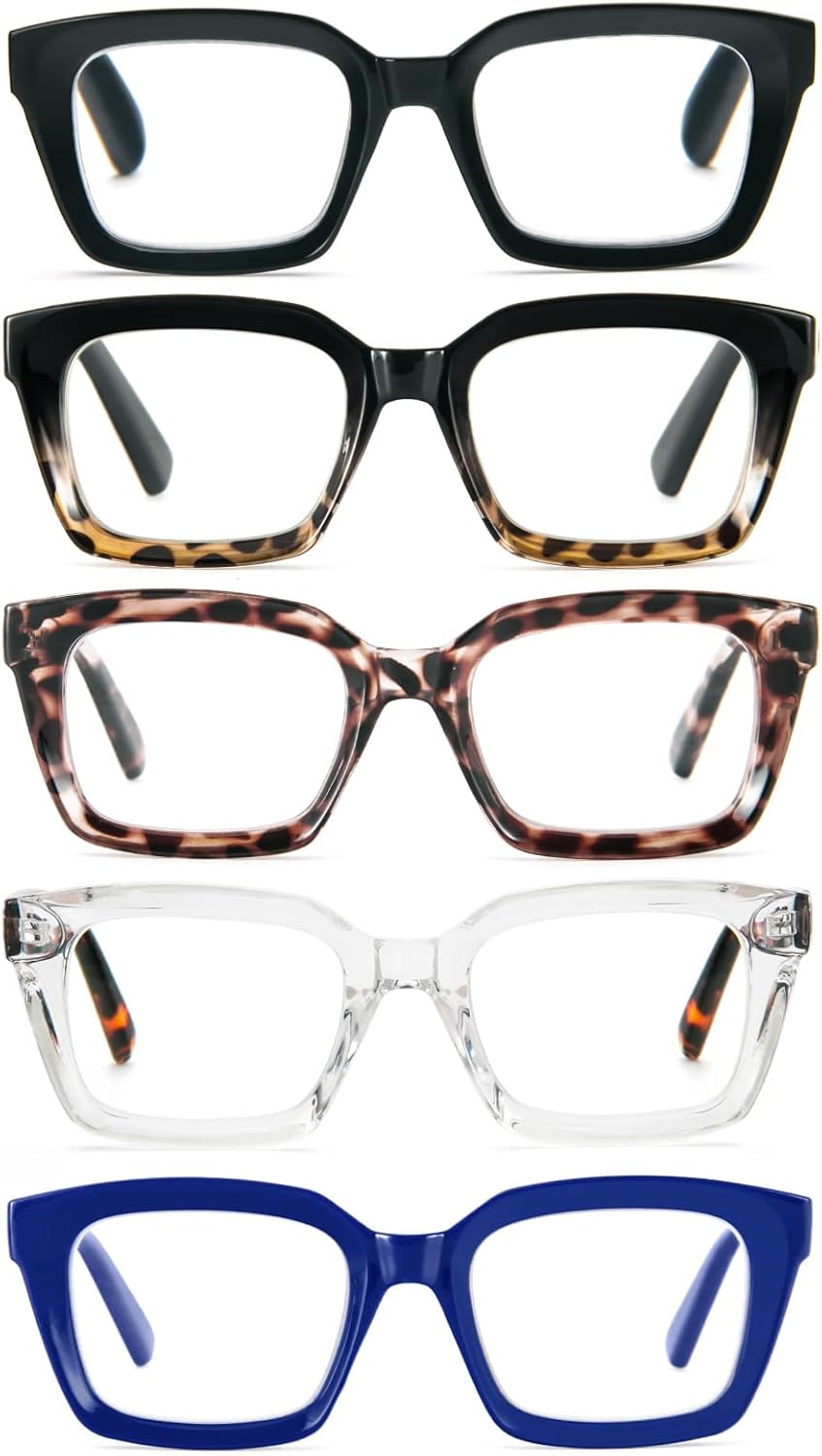 DXYXYO 3 Pack Retro Oversized Reading Glasses Men and Women Fashion Oprah Style Square Blue Light Blocking Computer Reader