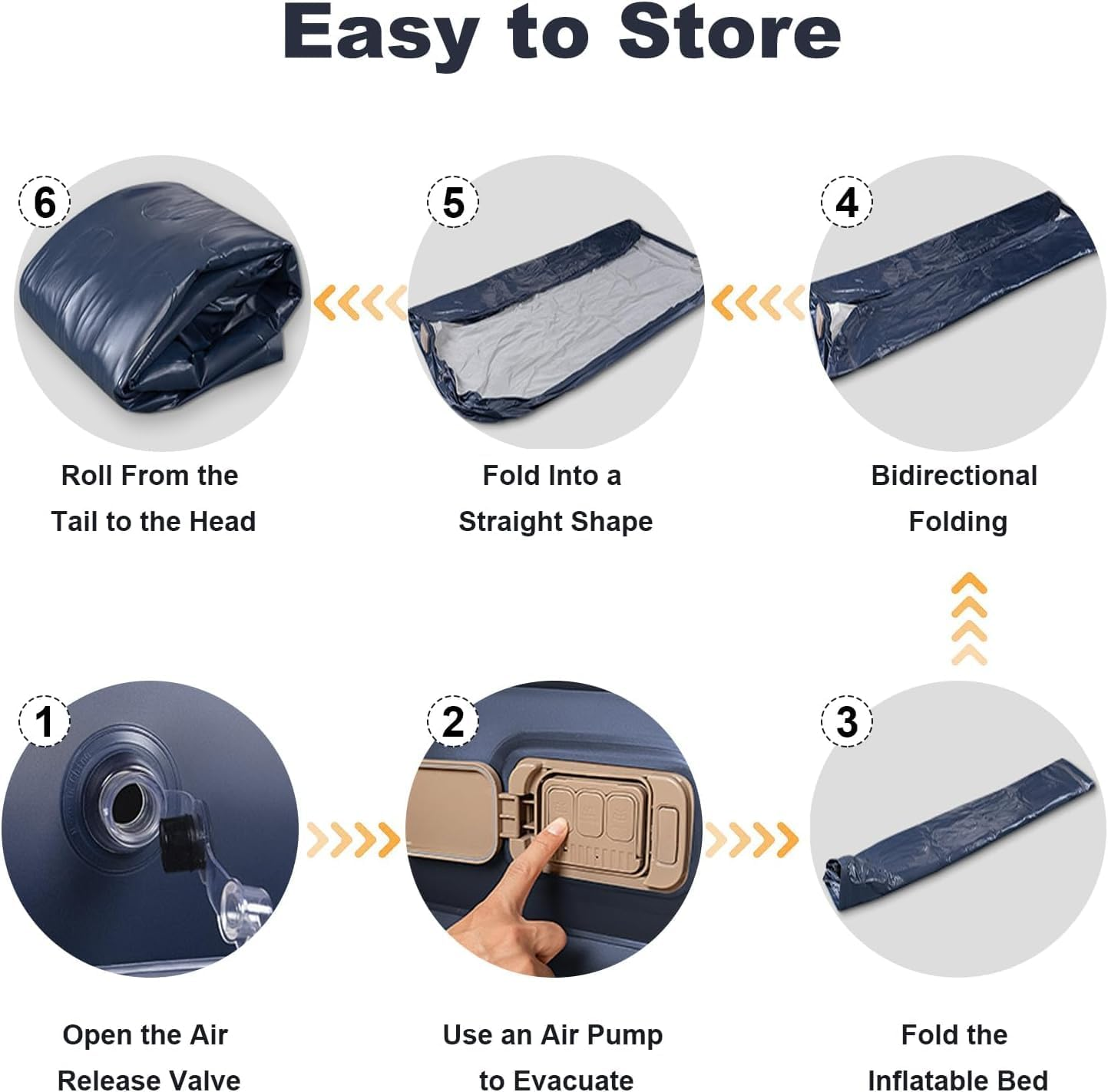 Air Mattress Full with Built in Pump, Luxury Queen Upgraded Comfort Inflatable Mattress with Storage Bag for Guest Home Camping, Foldable Blow up Mattress (Blue Grey, Single) image number 4