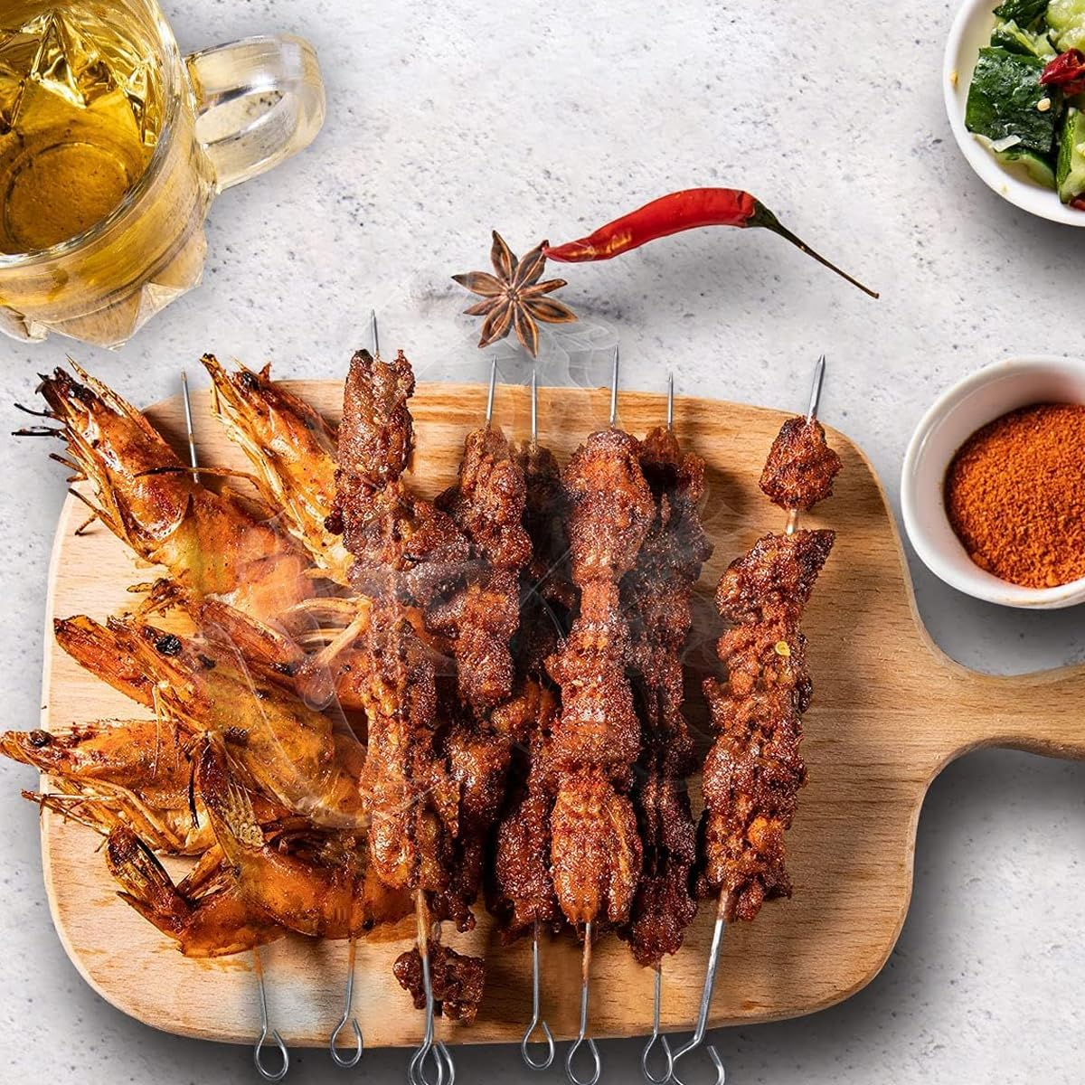 12PCS Metal BBQ Skewers - Reusable Grill Kebab Sticks, 20Cm Stainless Steel Barbecue Skewers for Grilling, Rotisserie, and Kabobs image number 5